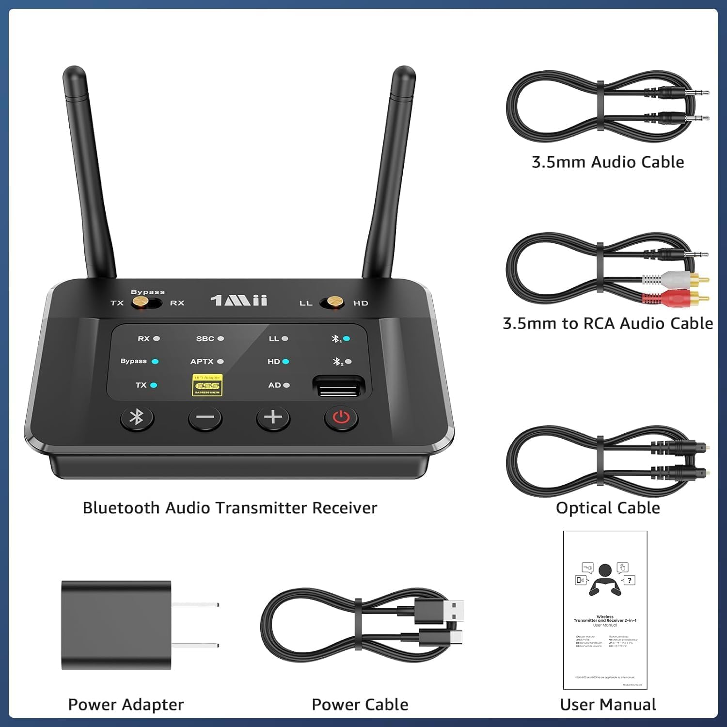 1Mii B03S Trasmettitore Ricevitore Bluetooth 5.3 aptX TV