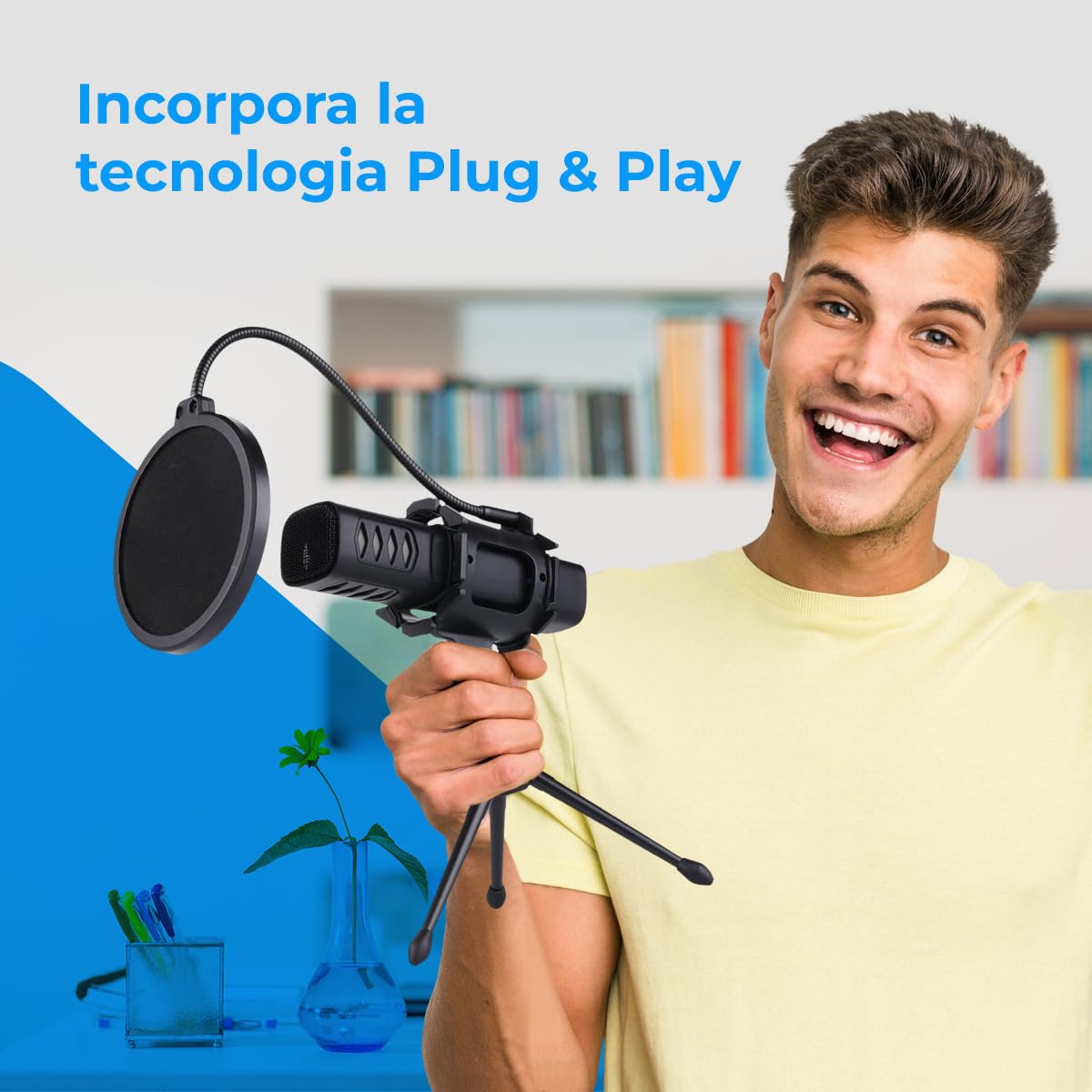 NK Microfono USB a Condensatore con Treppiede e Antipop