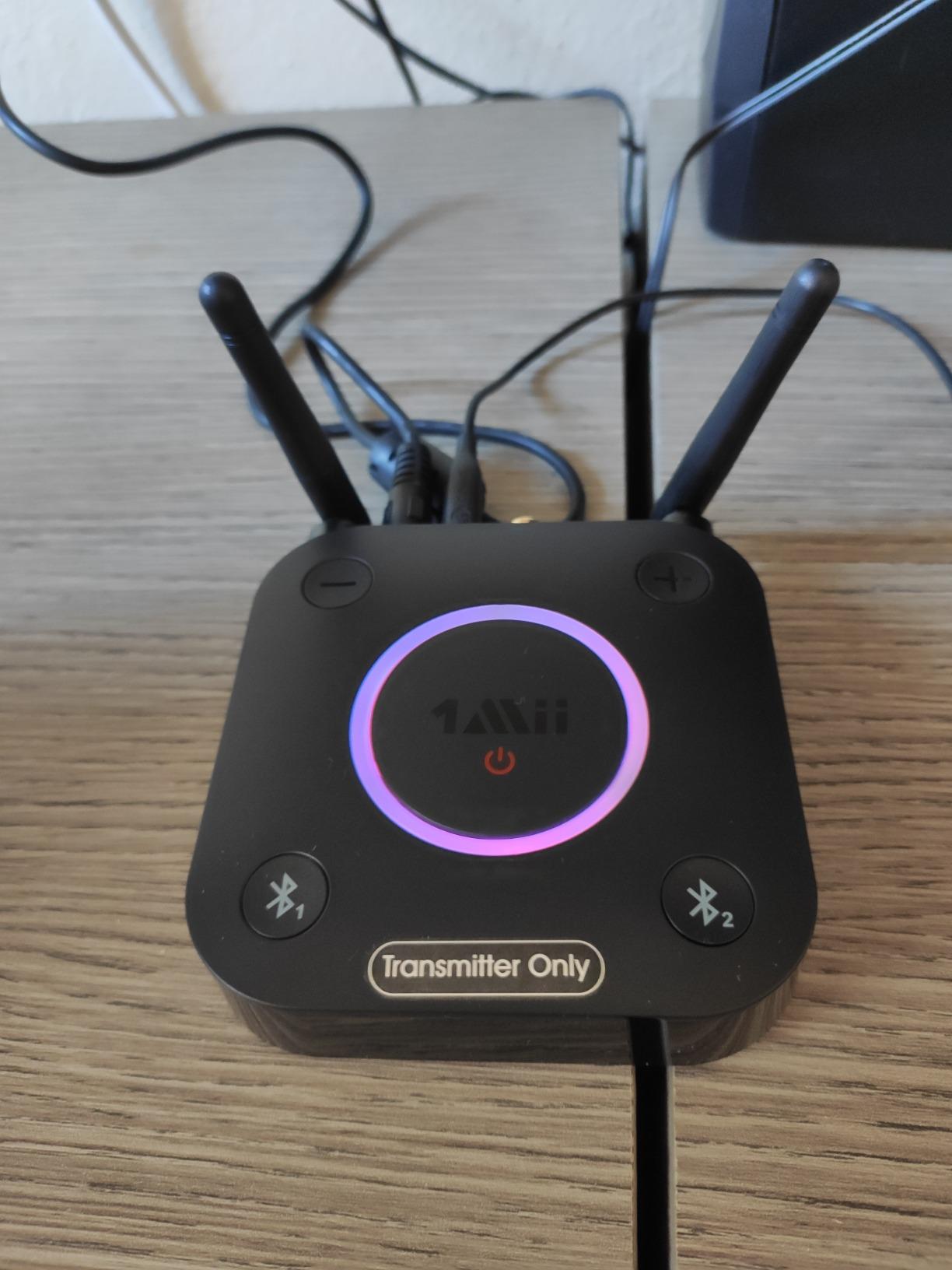 1Mii Trasmettitore Bluetooth TV 5.2 aptX Bassa Latenza 2 Cuffie