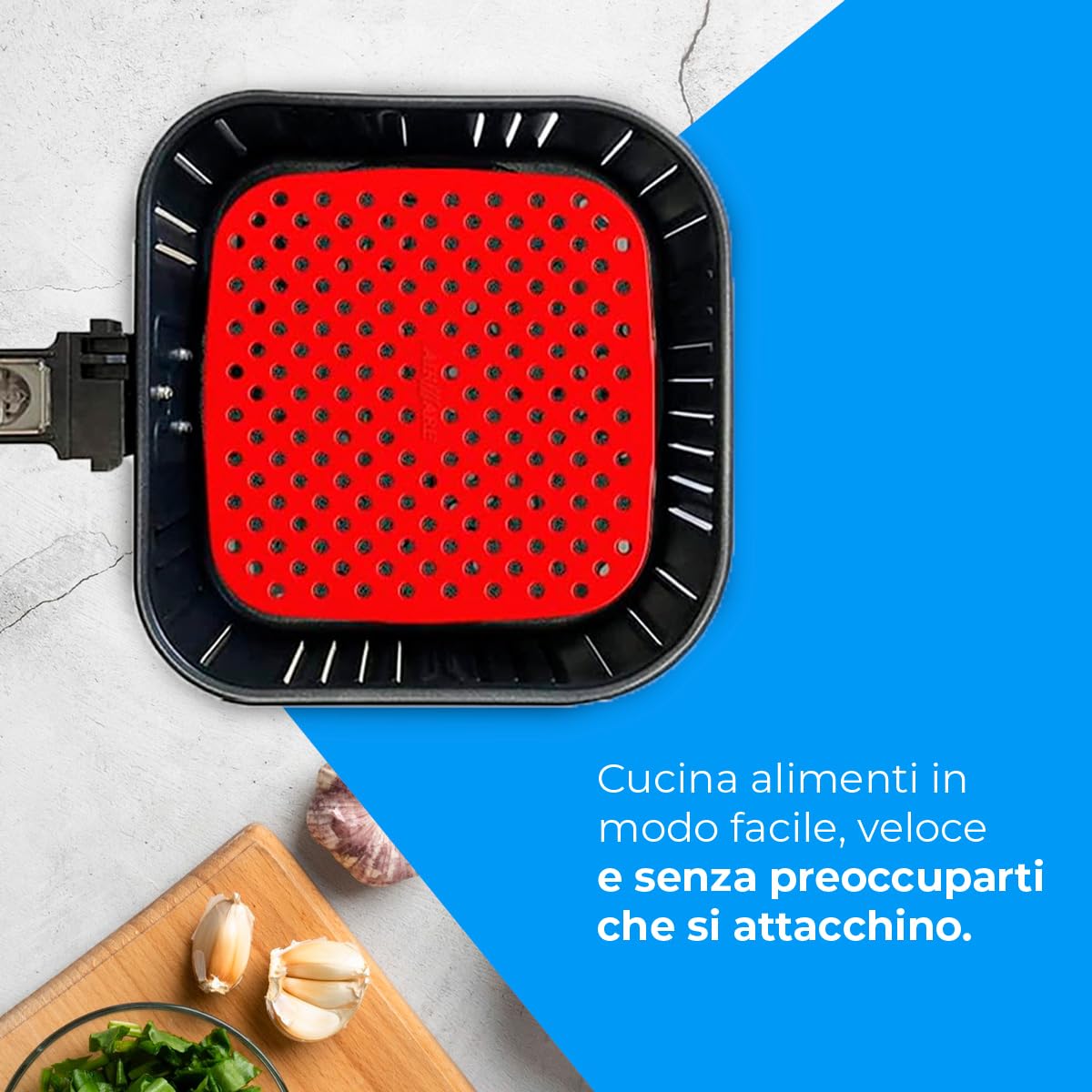 NK tappetino friggitrice ad aria quadrato 19cm 2x silicone
