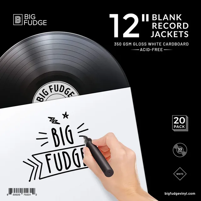 Big Fudge Record Jackets copertine LP 12" bianche 20x cartone 350g
