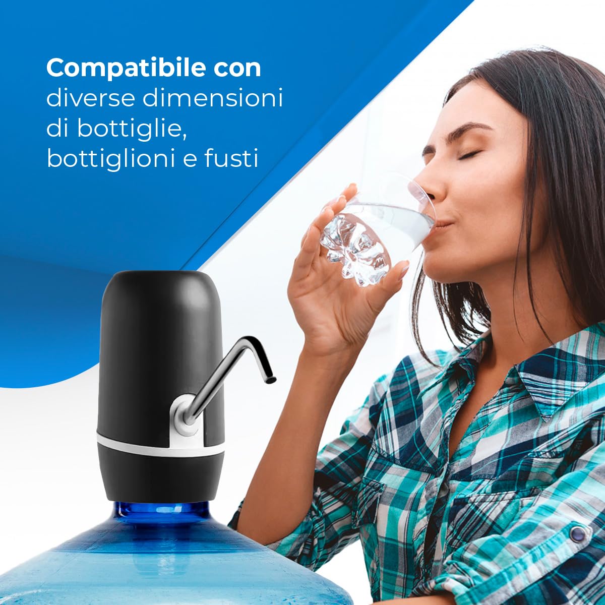 NK dispenser acqua automatico USB nero 1200 mAh
