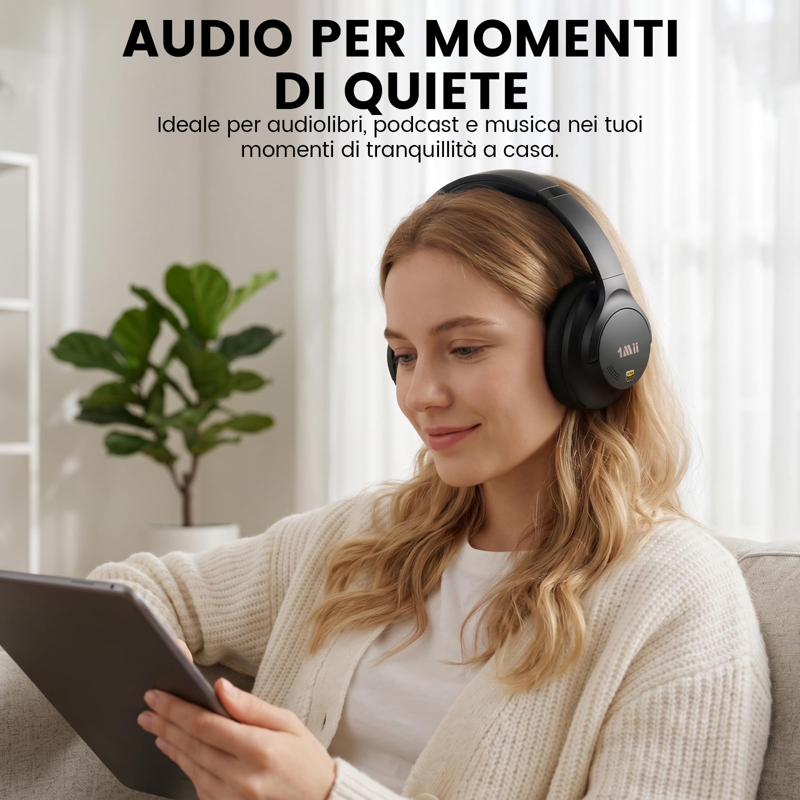 1Mii Y8+ Cuffie Bluetooth Over-Ear Nero ANC LDAC