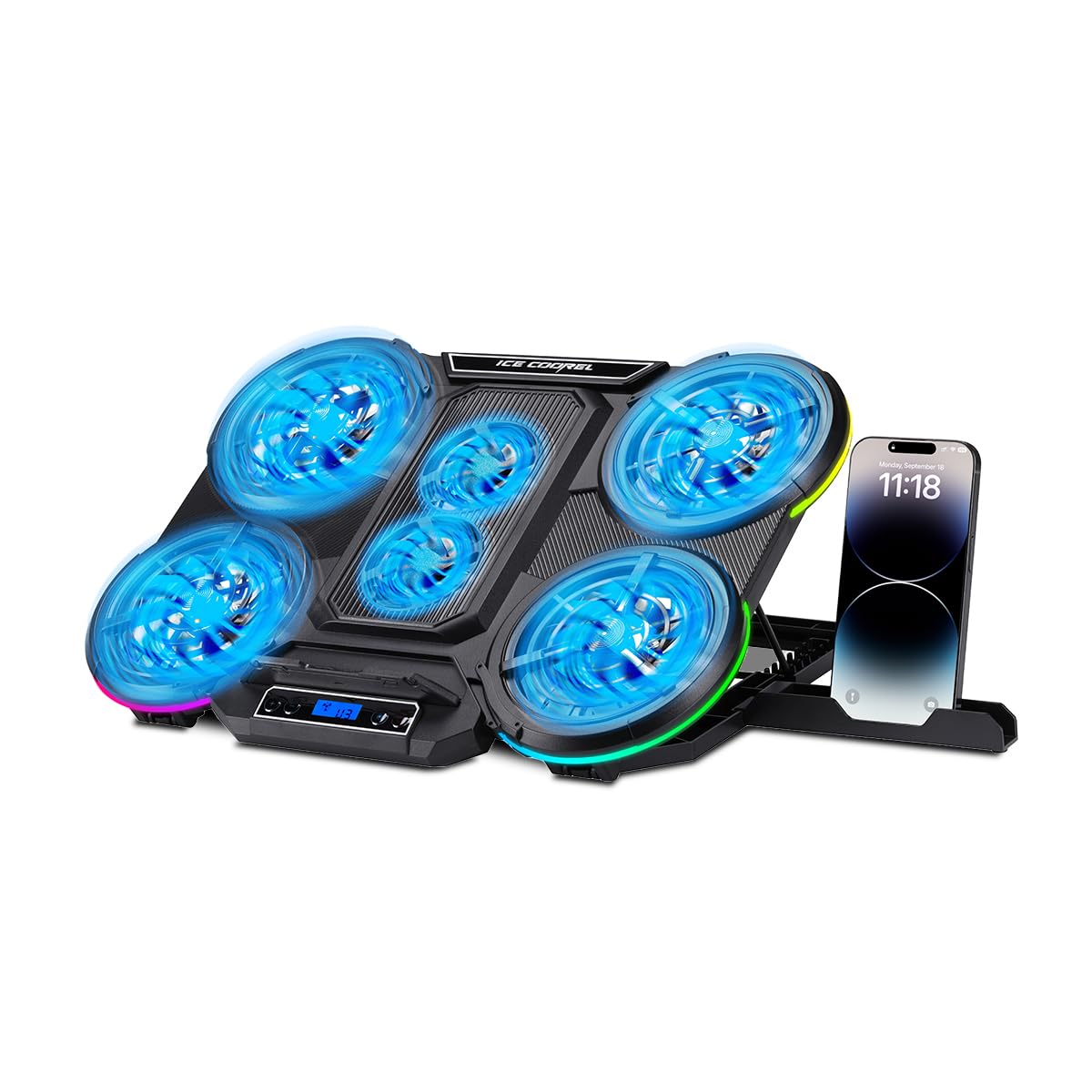 NK PC e Giochi Base Raffreddamento 17" 6 Ventole RGB Bianca