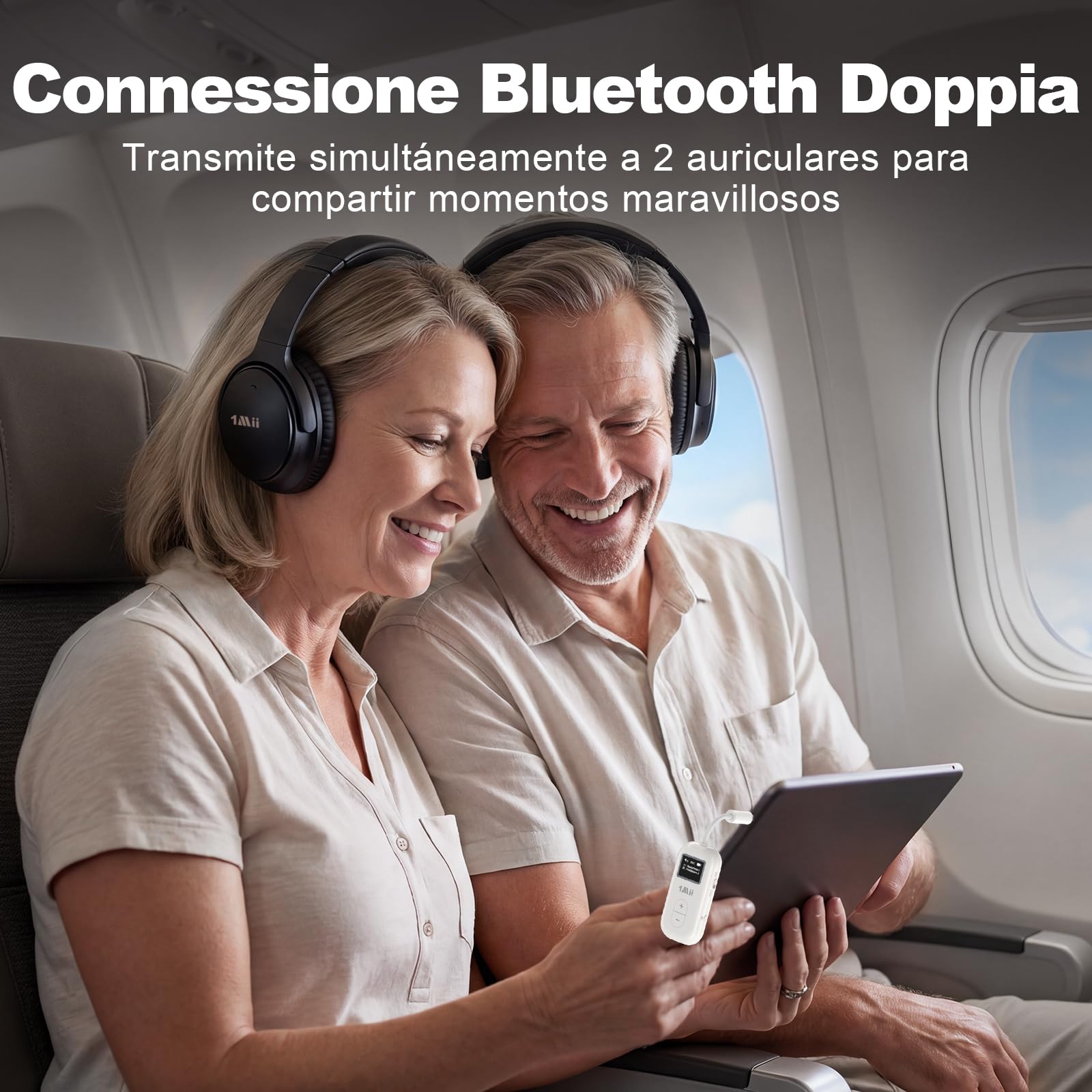 1Mii Bluetooth Transmitter SafeFly Dual Aereo 2 Cuffie 25h