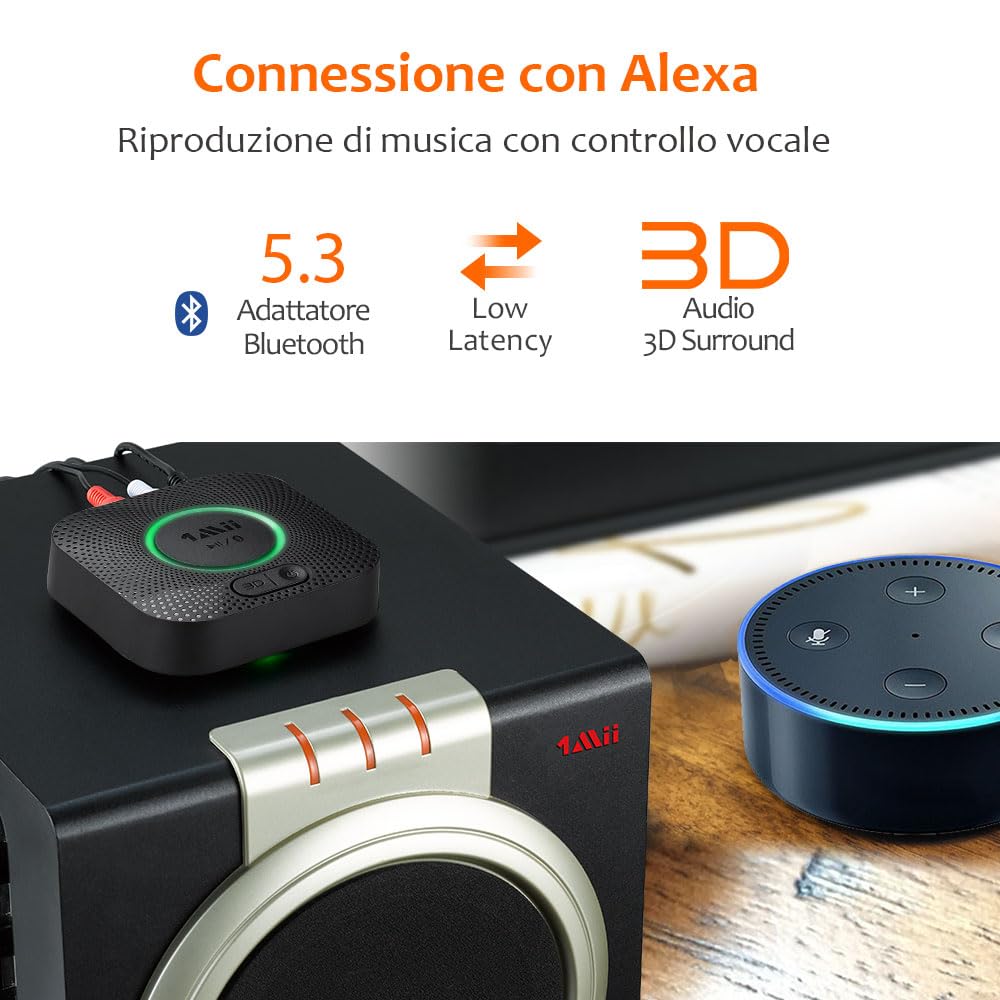 1Mii Bluetooth Receiver B06+ Ricevitore aptX HD RCA 50m