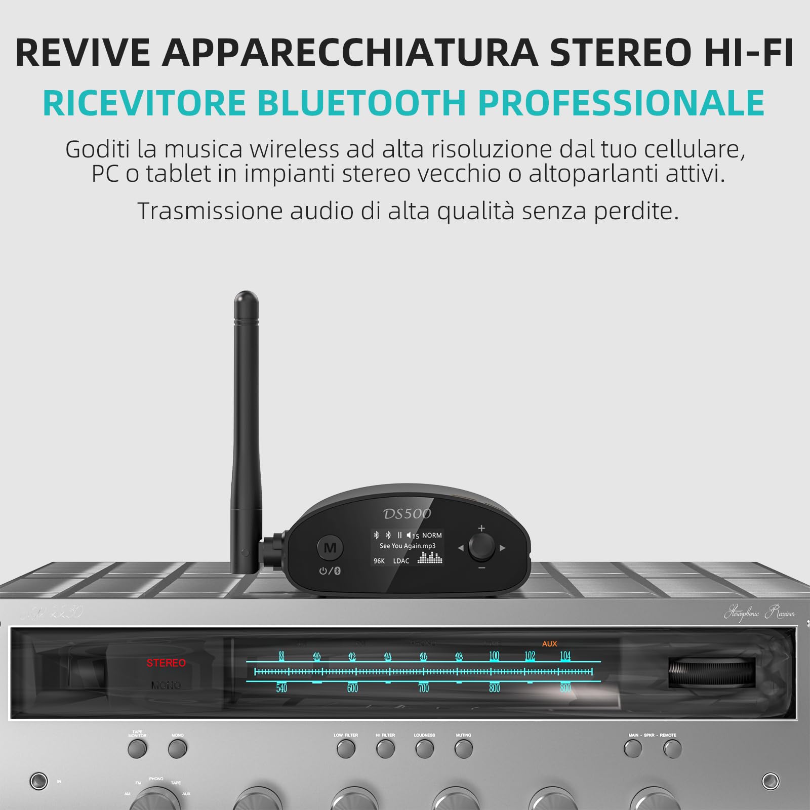 1Mii DS500 Ricevitore Bluetooth 5.3 HiFi LDAC RCA USB