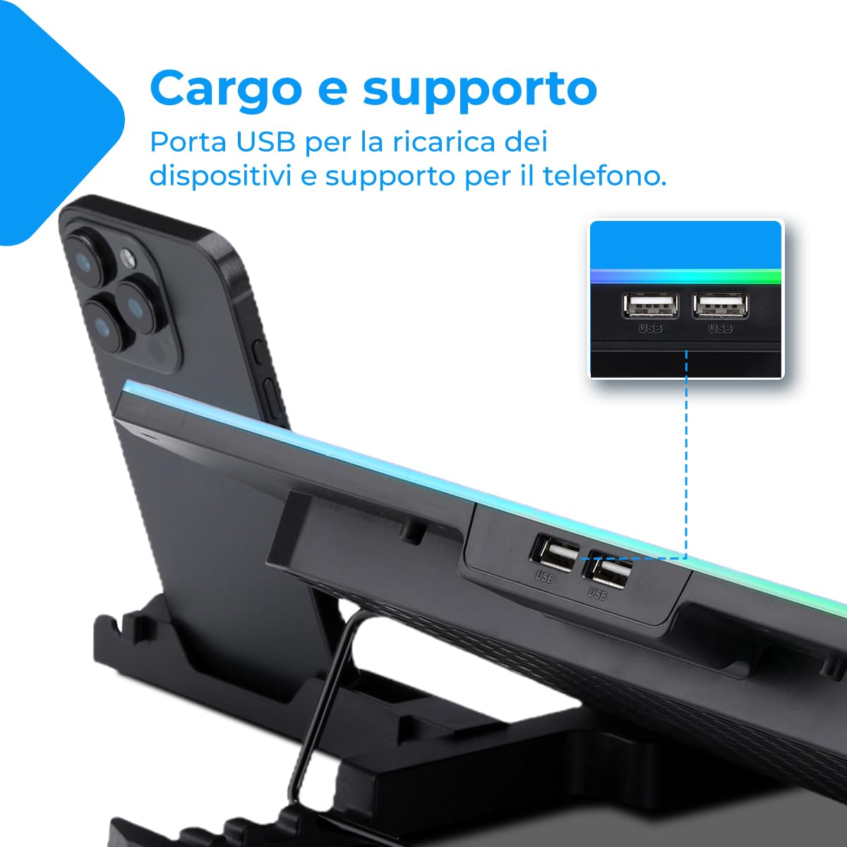 NK PC e Giochi Base Raffreddamento 17" 6 Ventole RGB Bianca