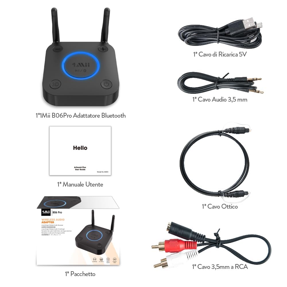 1Mii B06 Pro Ricevitore Bluetooth HiFi aptX LL 60m