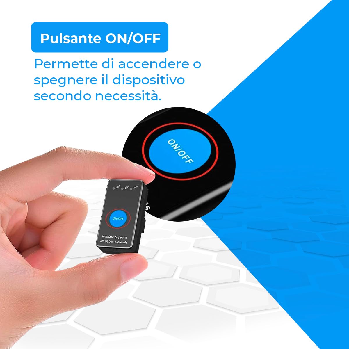 NK Automobile lettore OBD2 Bluetooth 4.0 con interruttore ON/OFF