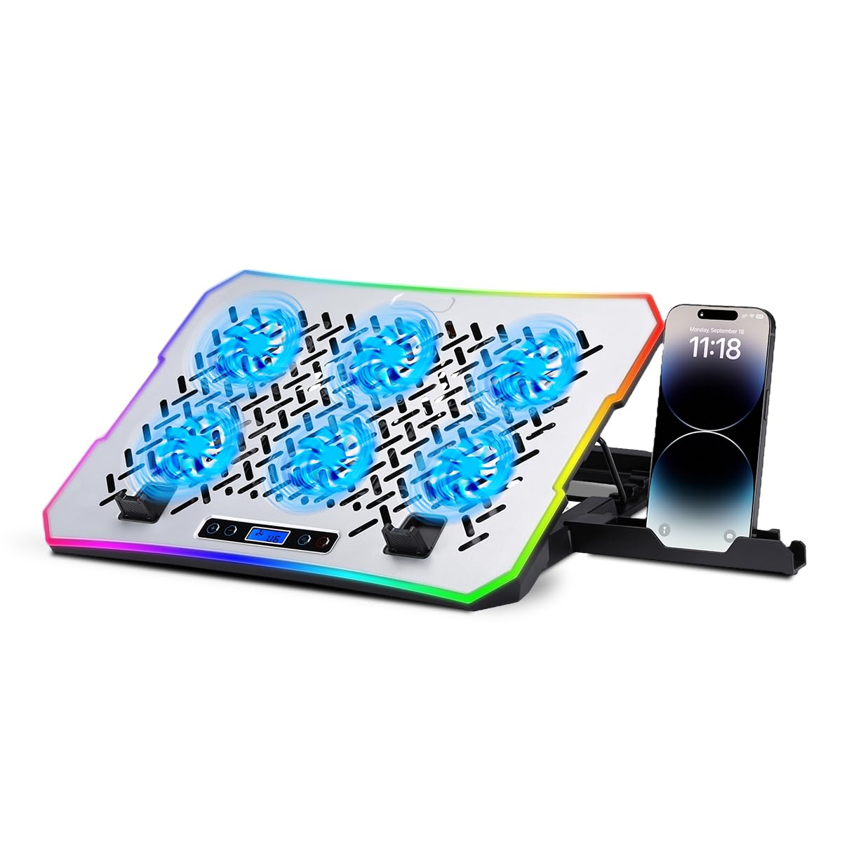 NK PC e Giochi Base Raffreddamento 17" 6 Ventole RGB Bianca