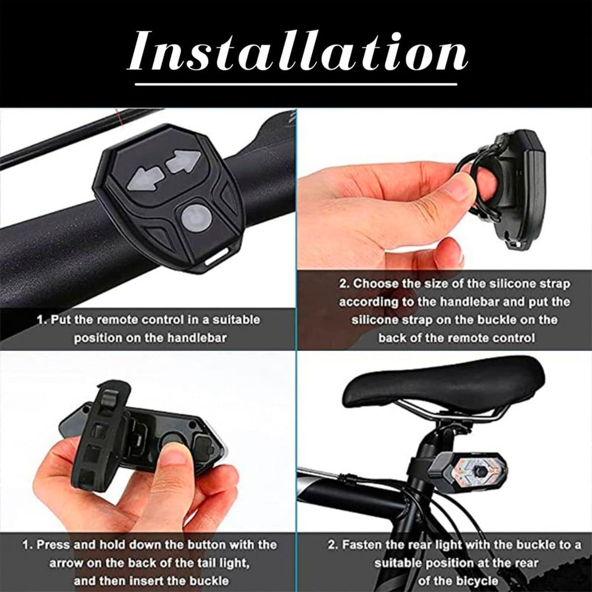 NK luce posteriore bici LED con frecce e telecomando USB
