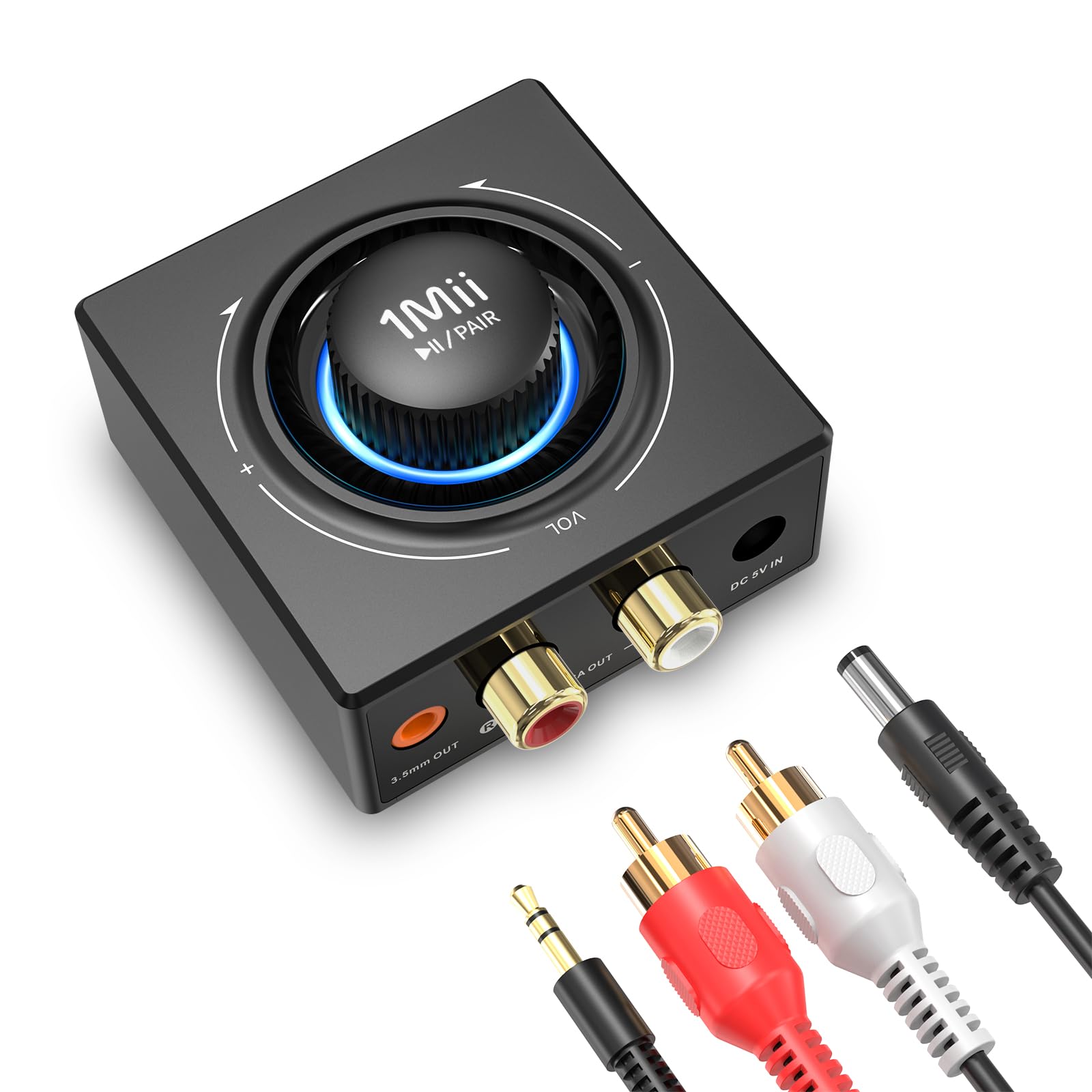 1Mii B06T3 Ricevitore Bluetooth 5.3 RCA AUX con manopola