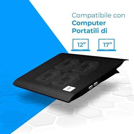 NK PC e Giochi Base Raffreddamento Laptop 6 Ventole LED Blu Nero