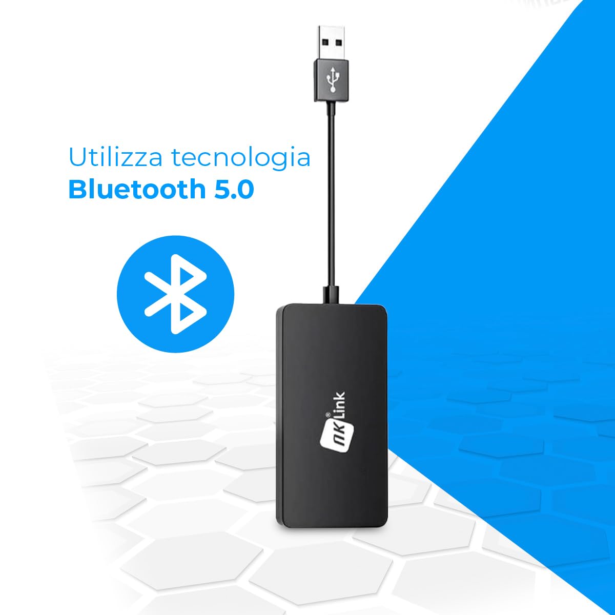 NK NK-LINKAND adattatore wireless CarPlay Android Auto blu