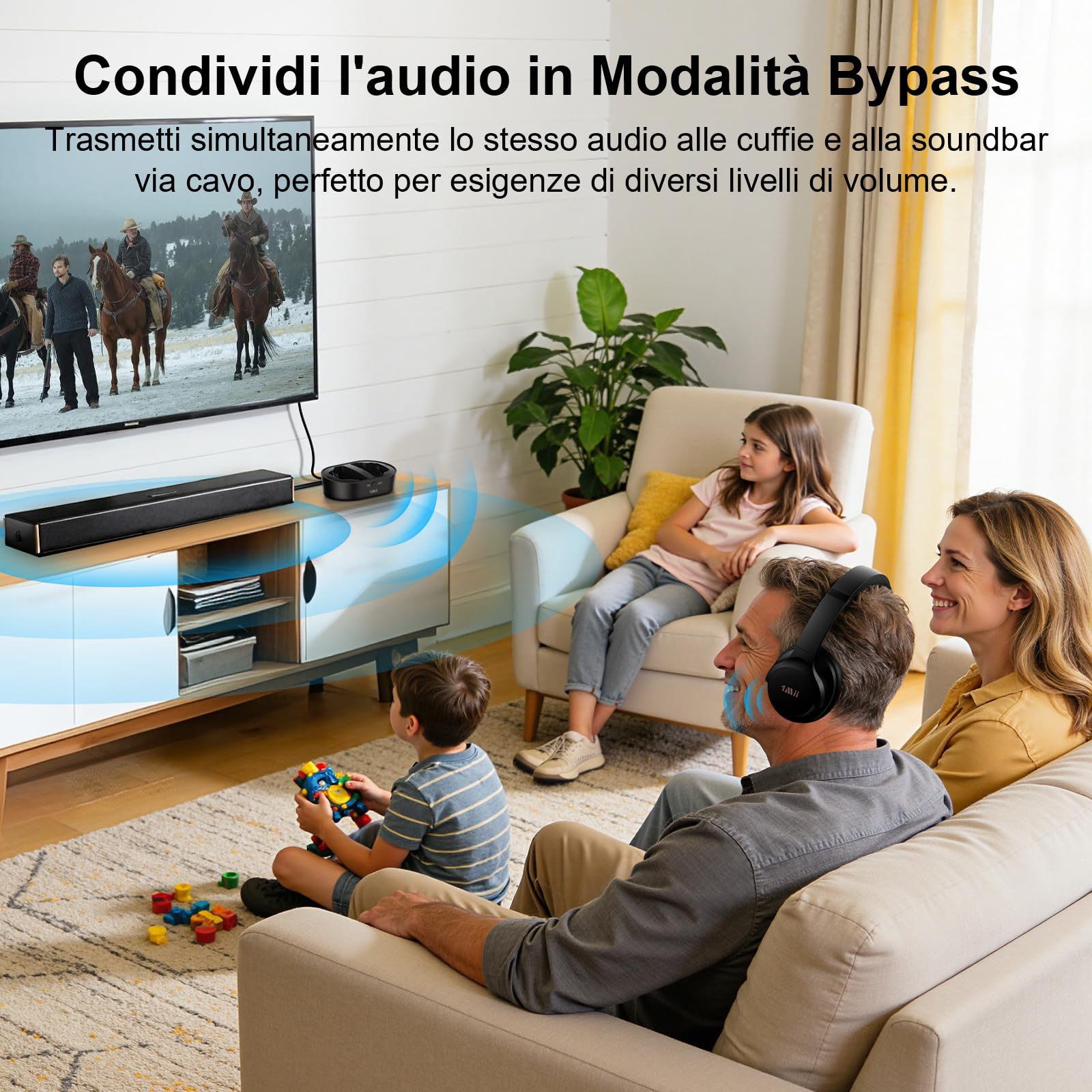1Mii ClearLinkTV H3 Cuffie TV Wireless 75 Ore per Anziani