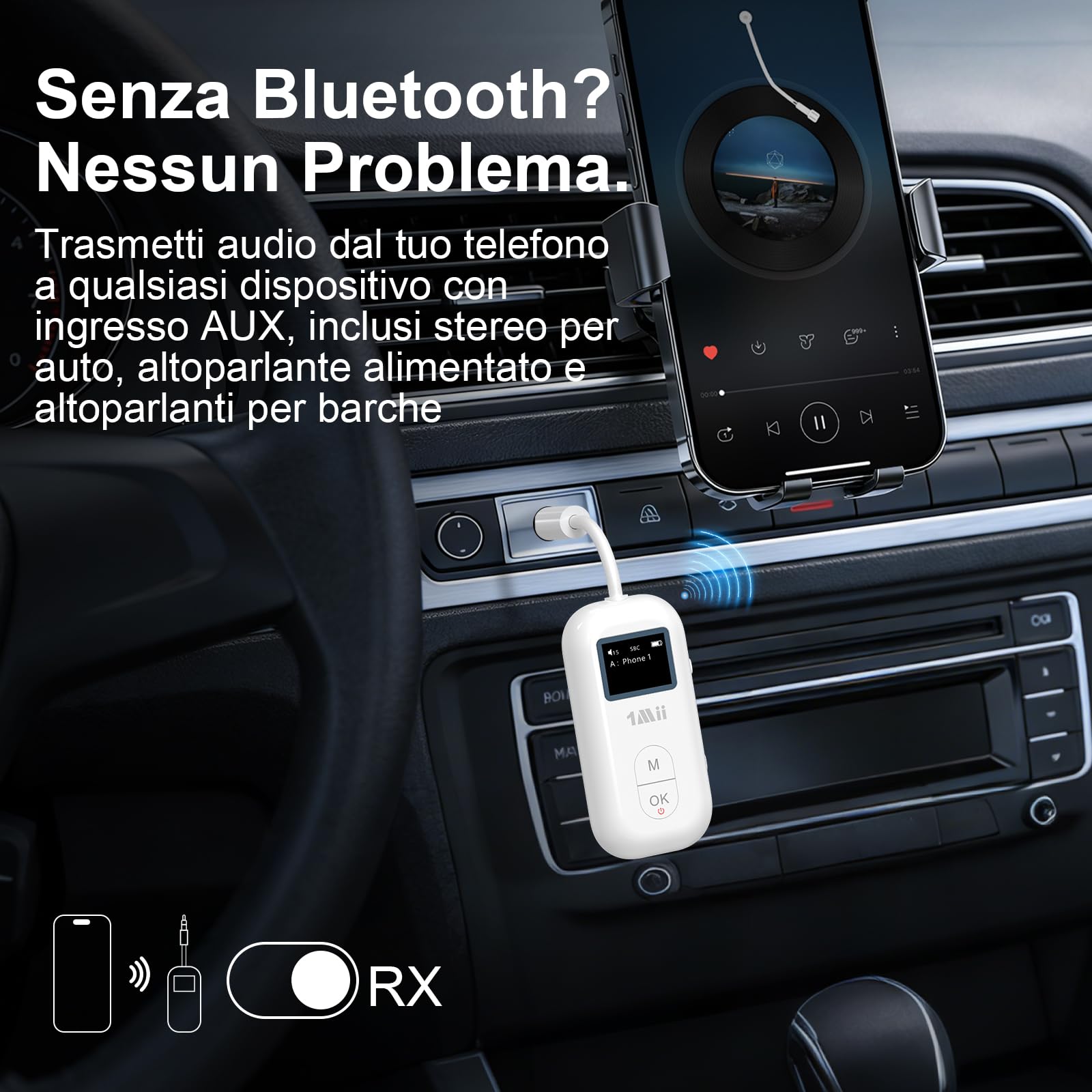 1Mii SafeFly Pro Trasmettitore Ricevitore Bluetooth Aereo