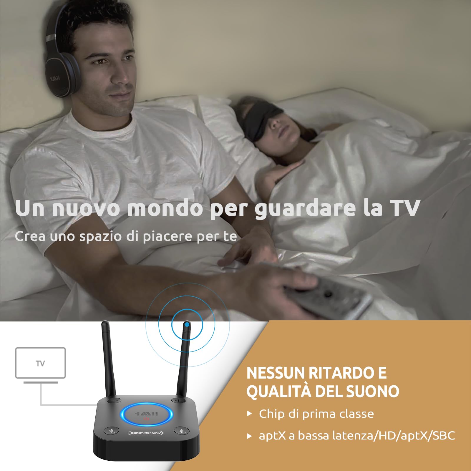 1Mii B06TX trasmettitore Bluetooth TV 5.3 aptX 2 cuffie