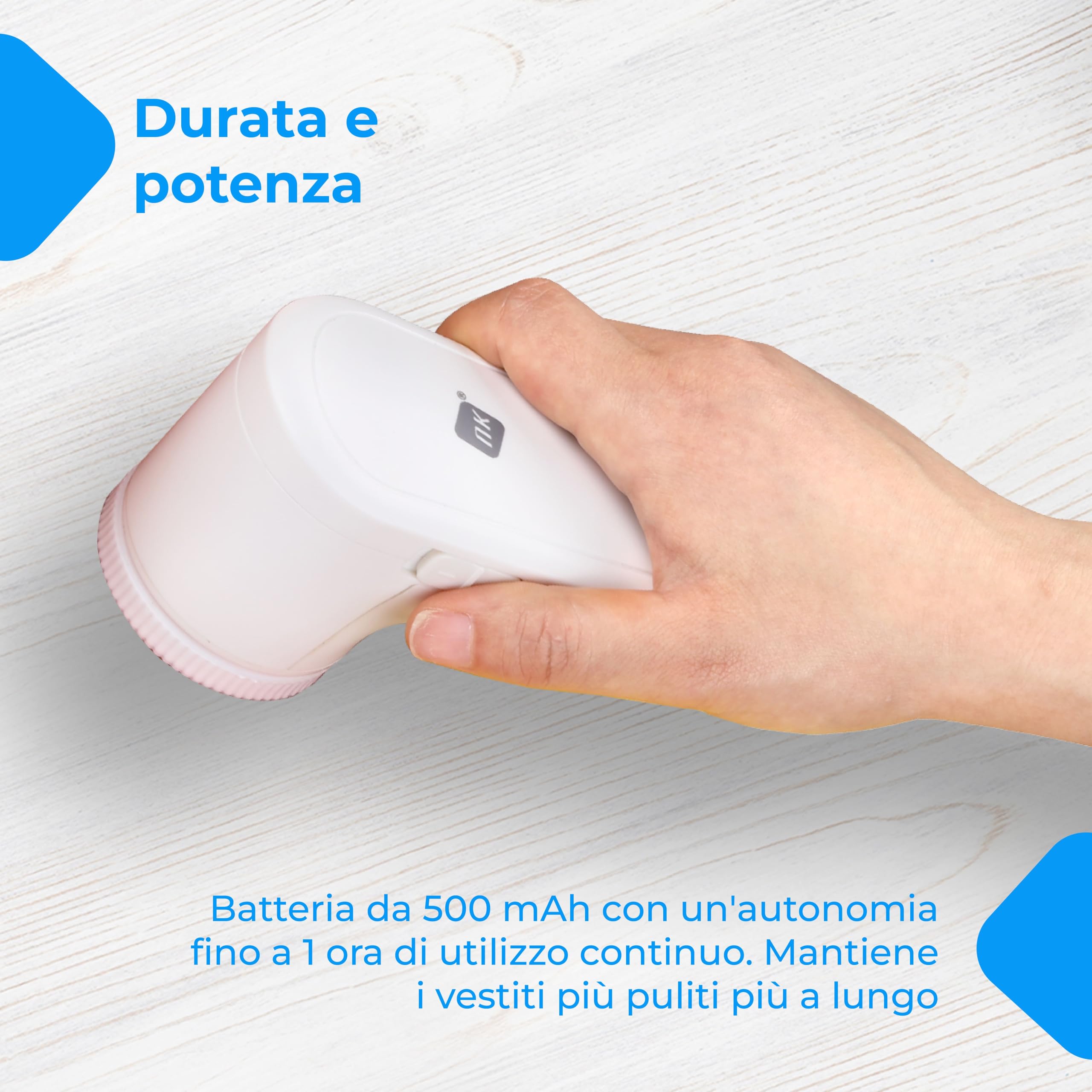 NK Levapelucchi Elettrico Ricaricabile 3 Velocità 6 Lame USB