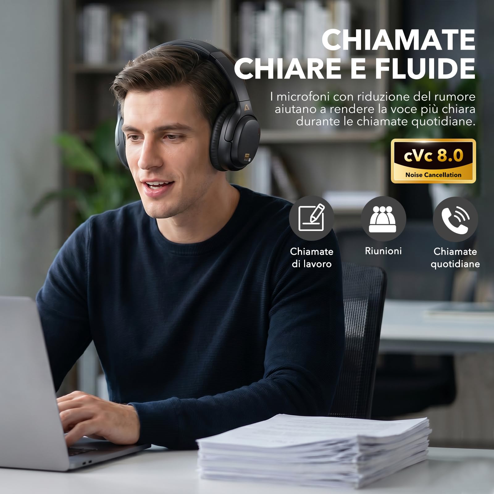 1Mii E700 cuffie bluetooth over-ear cancellazione rumore