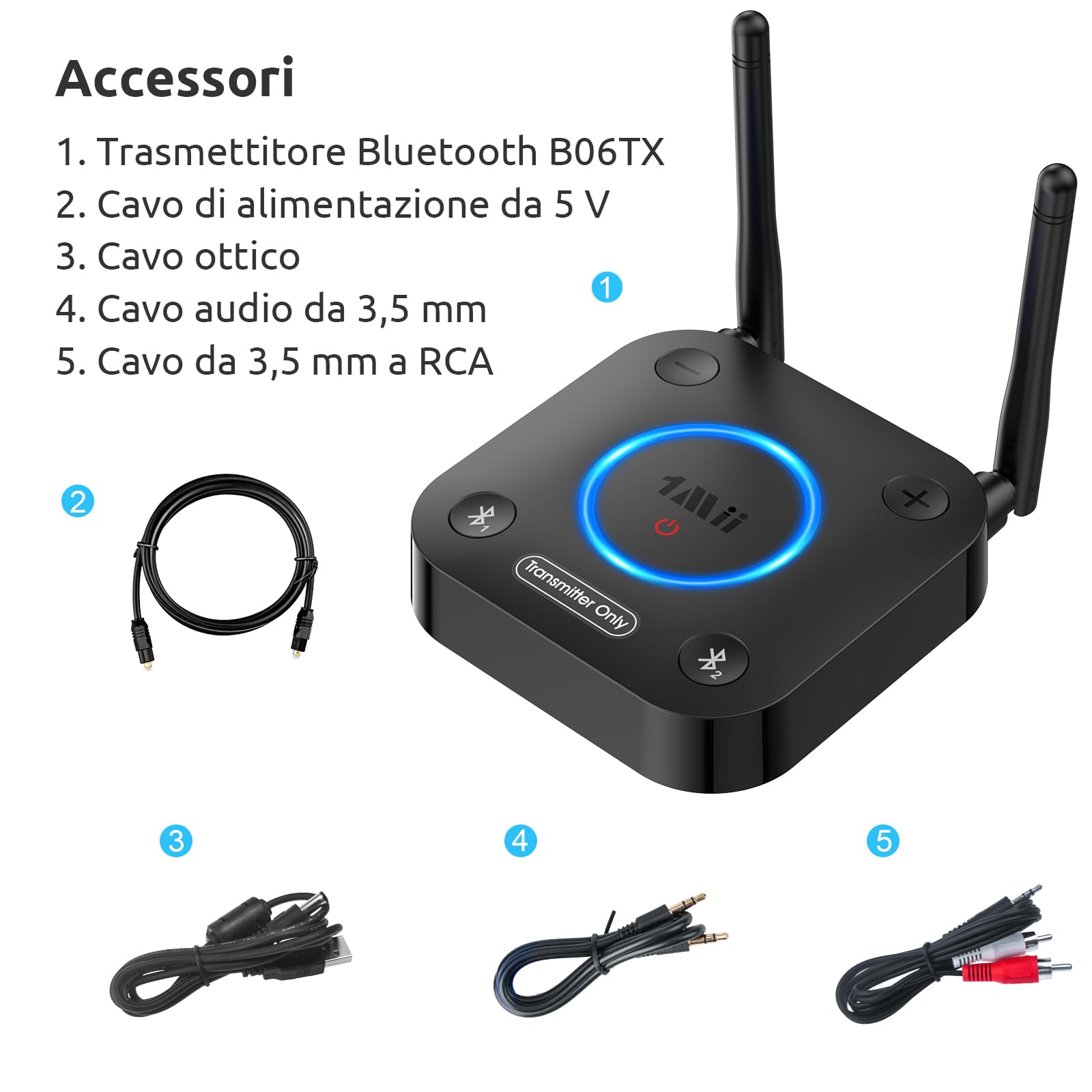 1Mii B06TX trasmettitore Bluetooth TV 5.3 aptX 2 cuffie