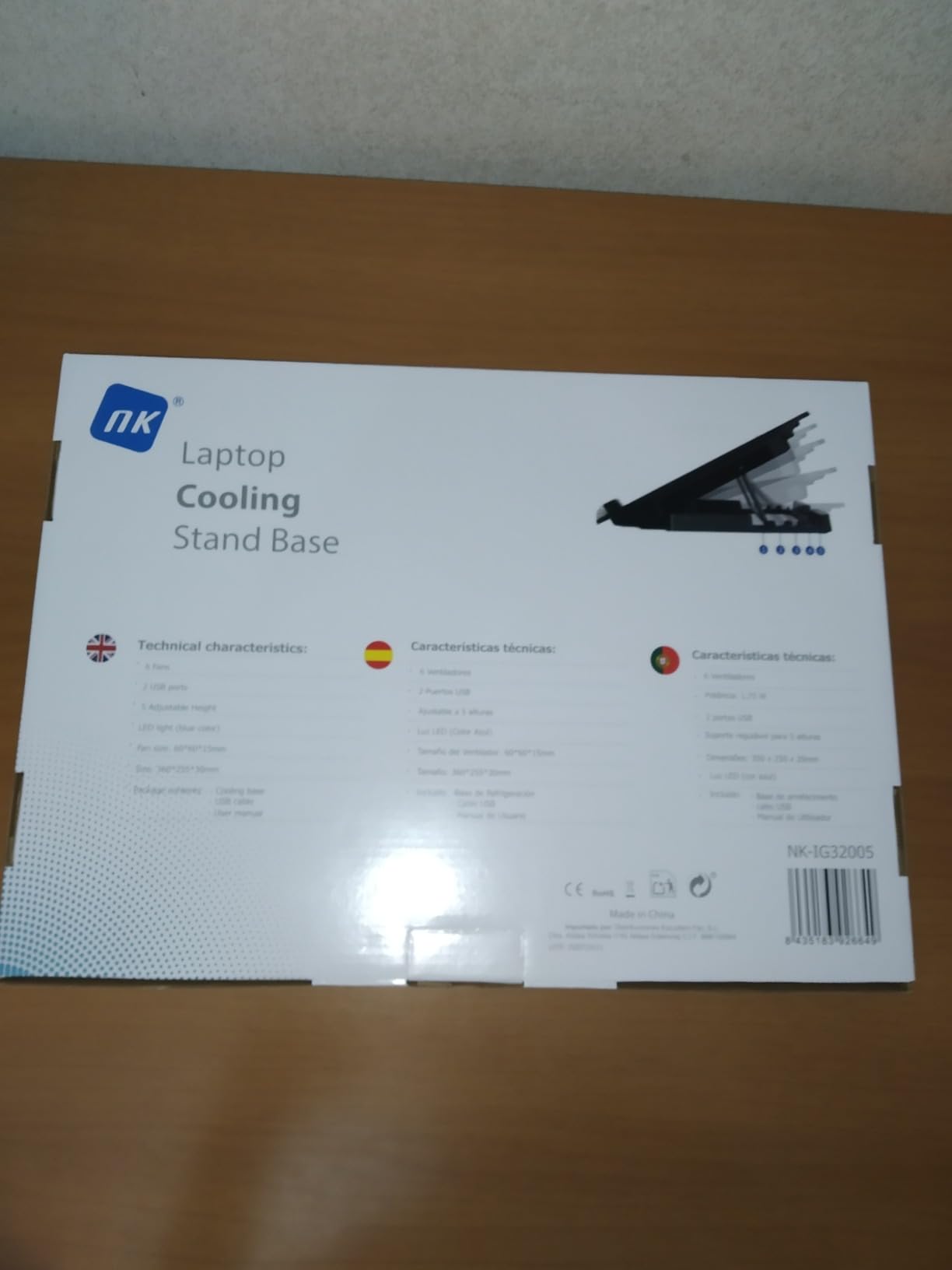 NK PC e Giochi Base Raffreddamento Laptop 6 Ventole LED Blu Nero