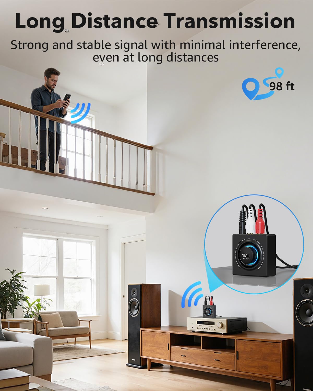 1Mii B06T3 Ricevitore Bluetooth 5.3 RCA AUX con manopola