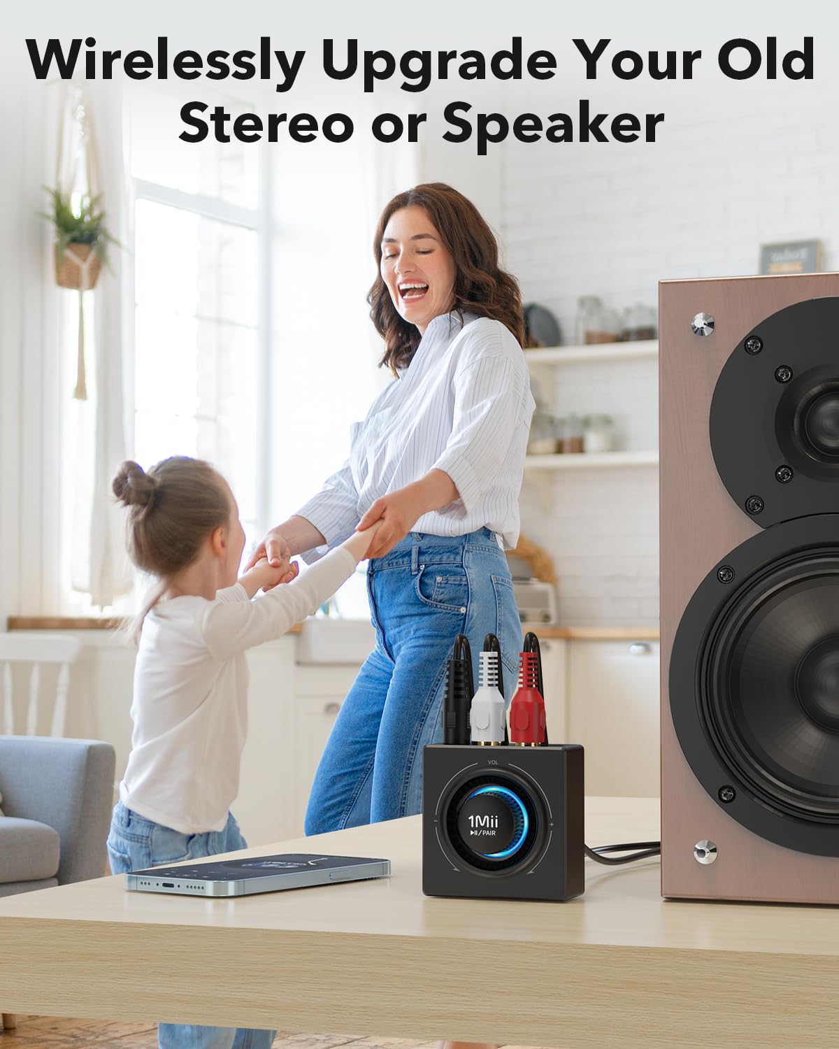 1Mii B06T3 Ricevitore Bluetooth 5.3 RCA AUX con manopola