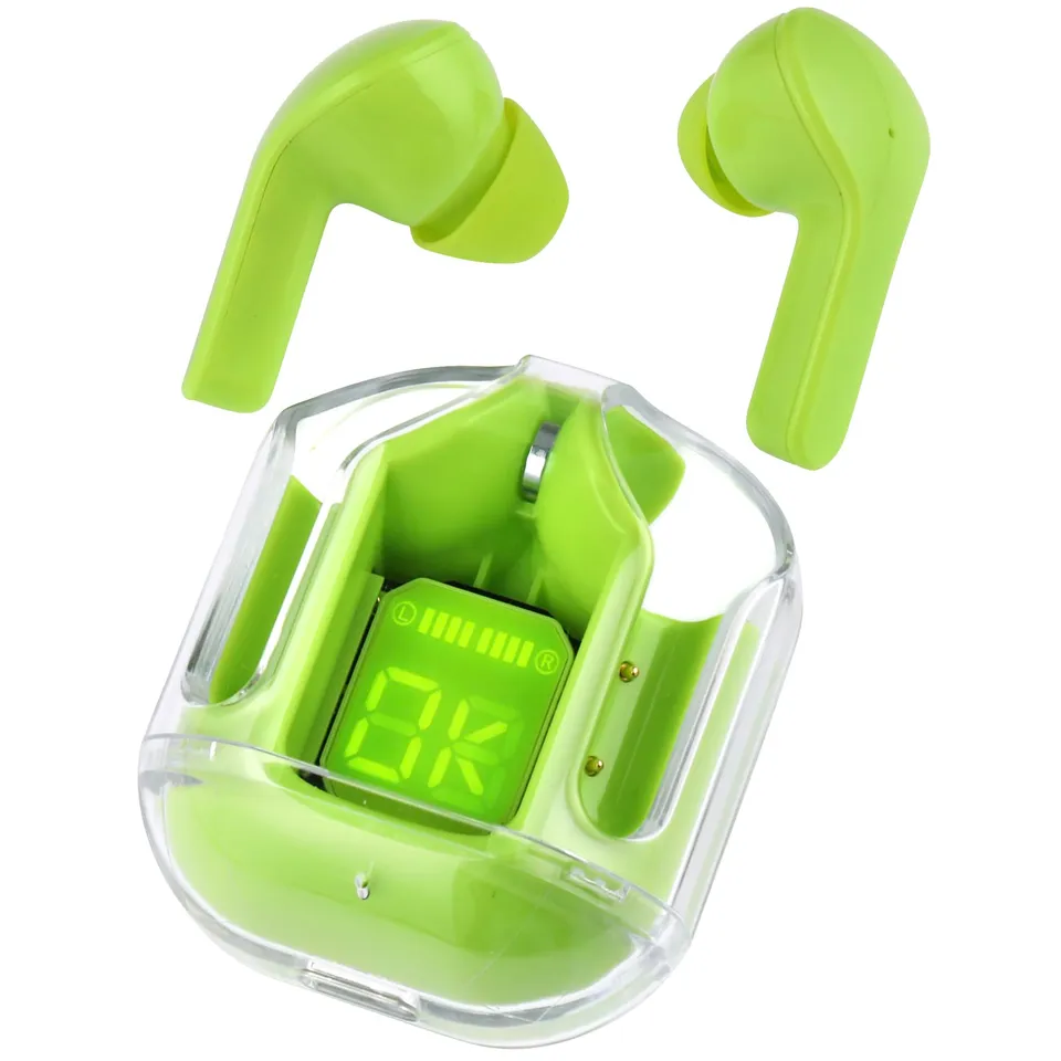 NK Auricolari Bluetooth TWS Display LED Verdi 15 Ore Silicone