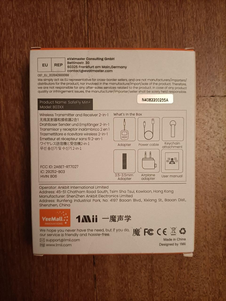 1Mii SafeFly Min+ Trasmettitore Ricevitore Bluetooth aptX OLED