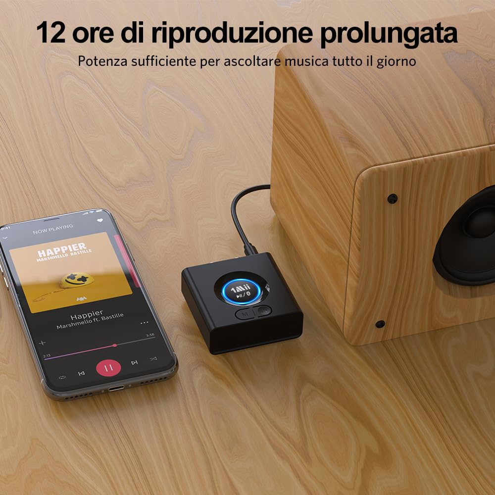 1Mii ML200 Ricevitore Bluetooth Batteria 12 Ore Bassi