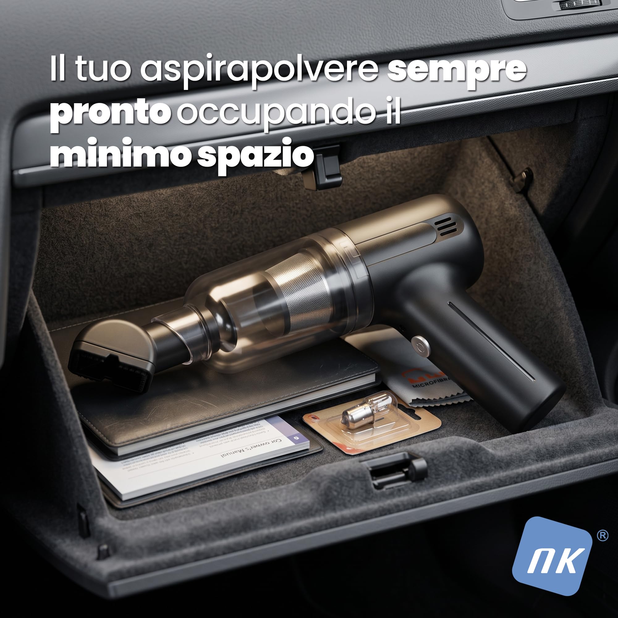 NK Aspirapolvere Portatile Senza Fili 3in1 HEPA Auto