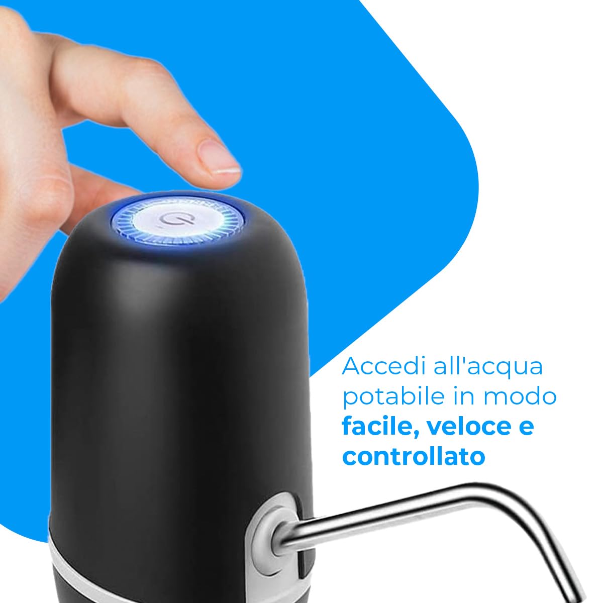 NK dispenser acqua automatico USB nero 1200 mAh