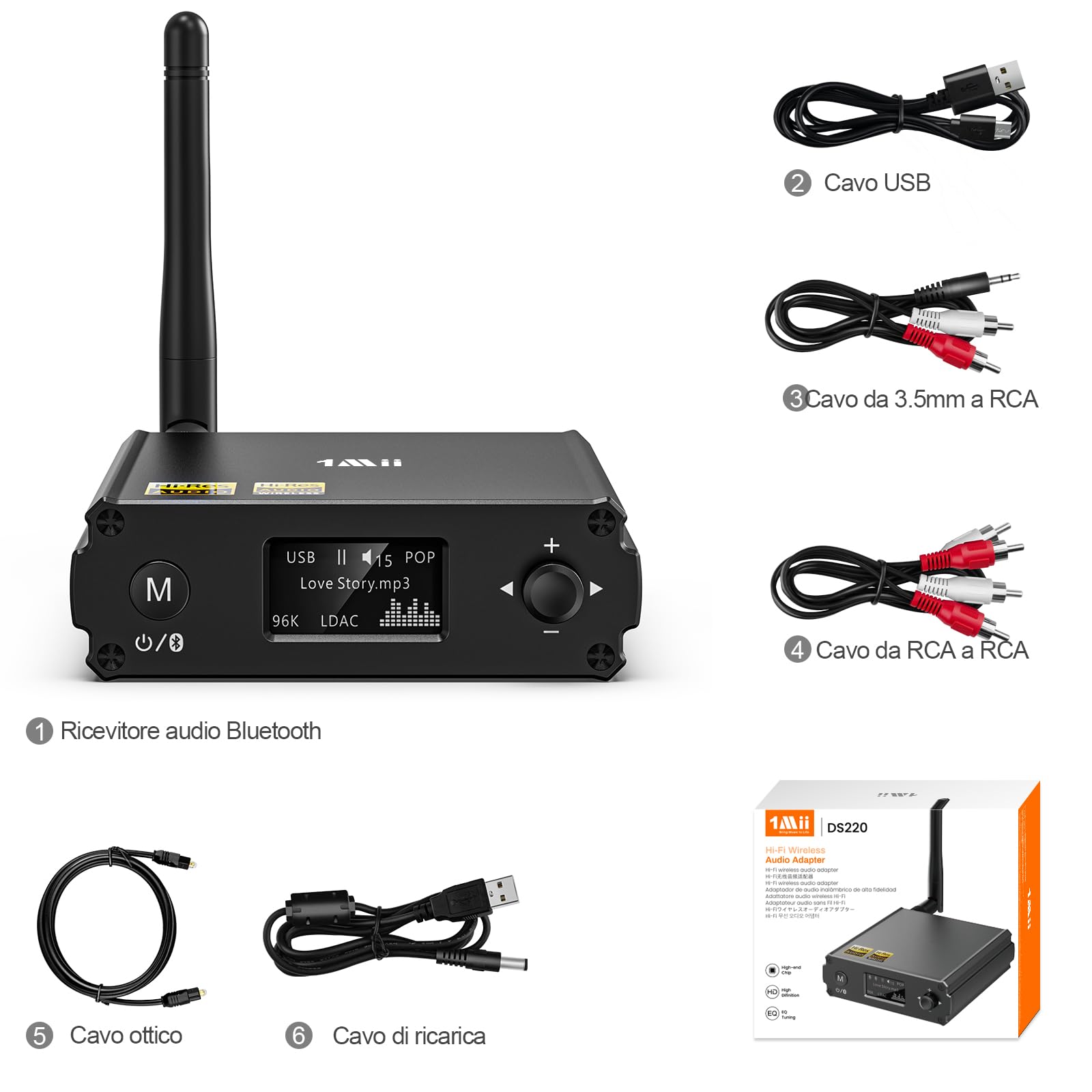 1Mii Bluetooth Receiver DS220 ricevitore bluetooth LDAC