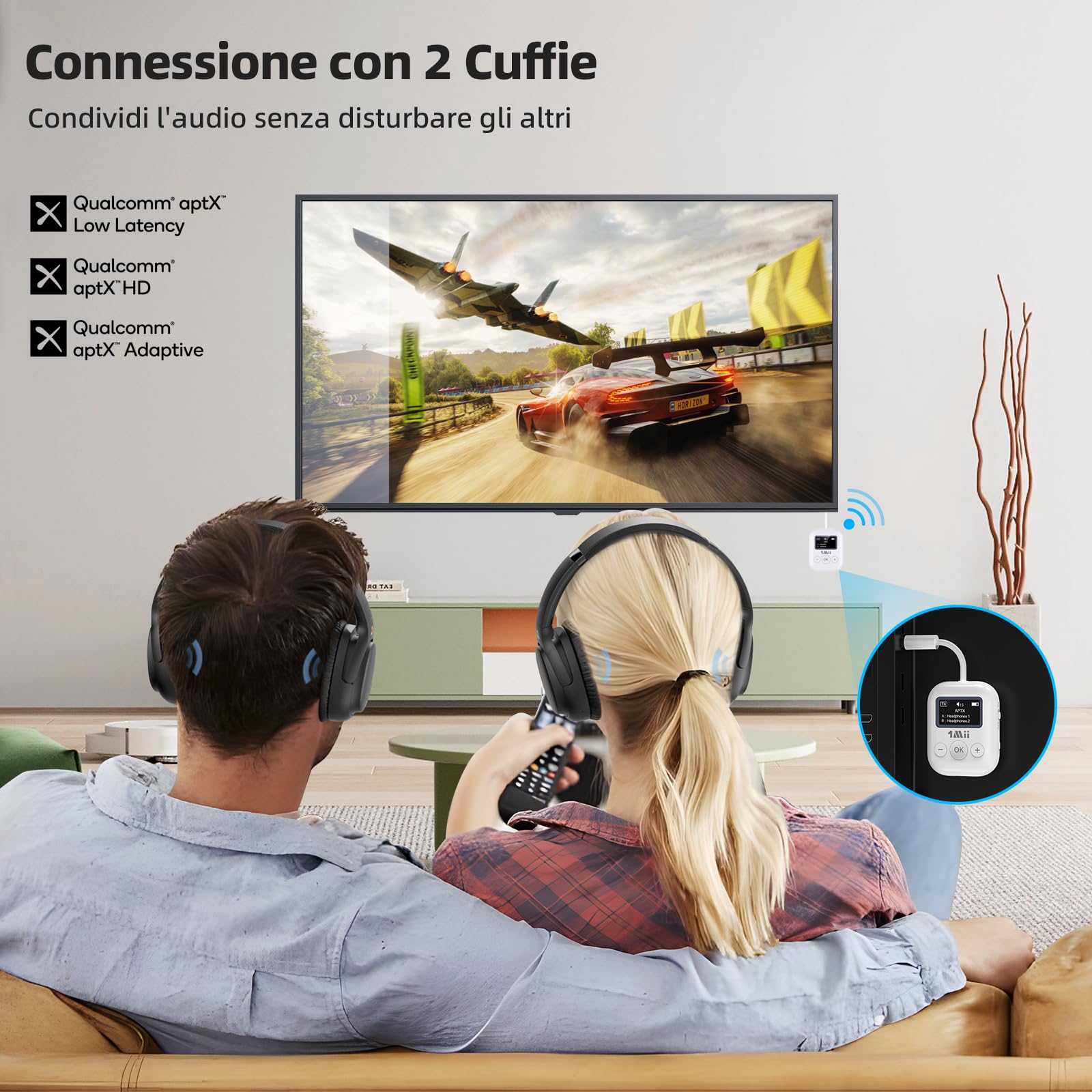 1Mii SafeFly Min trasmettitore bluetooth aptX LL display OLED 25 ore