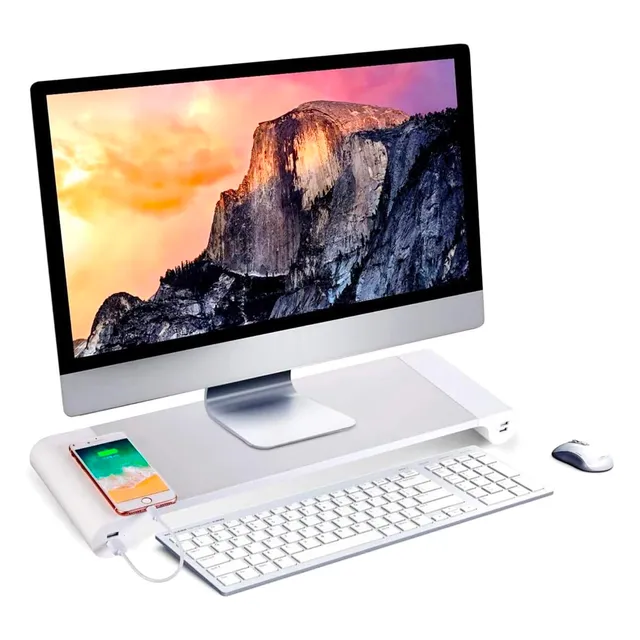 NK Supporto Monitor Alluminio USB 4 Porte 22W Argento