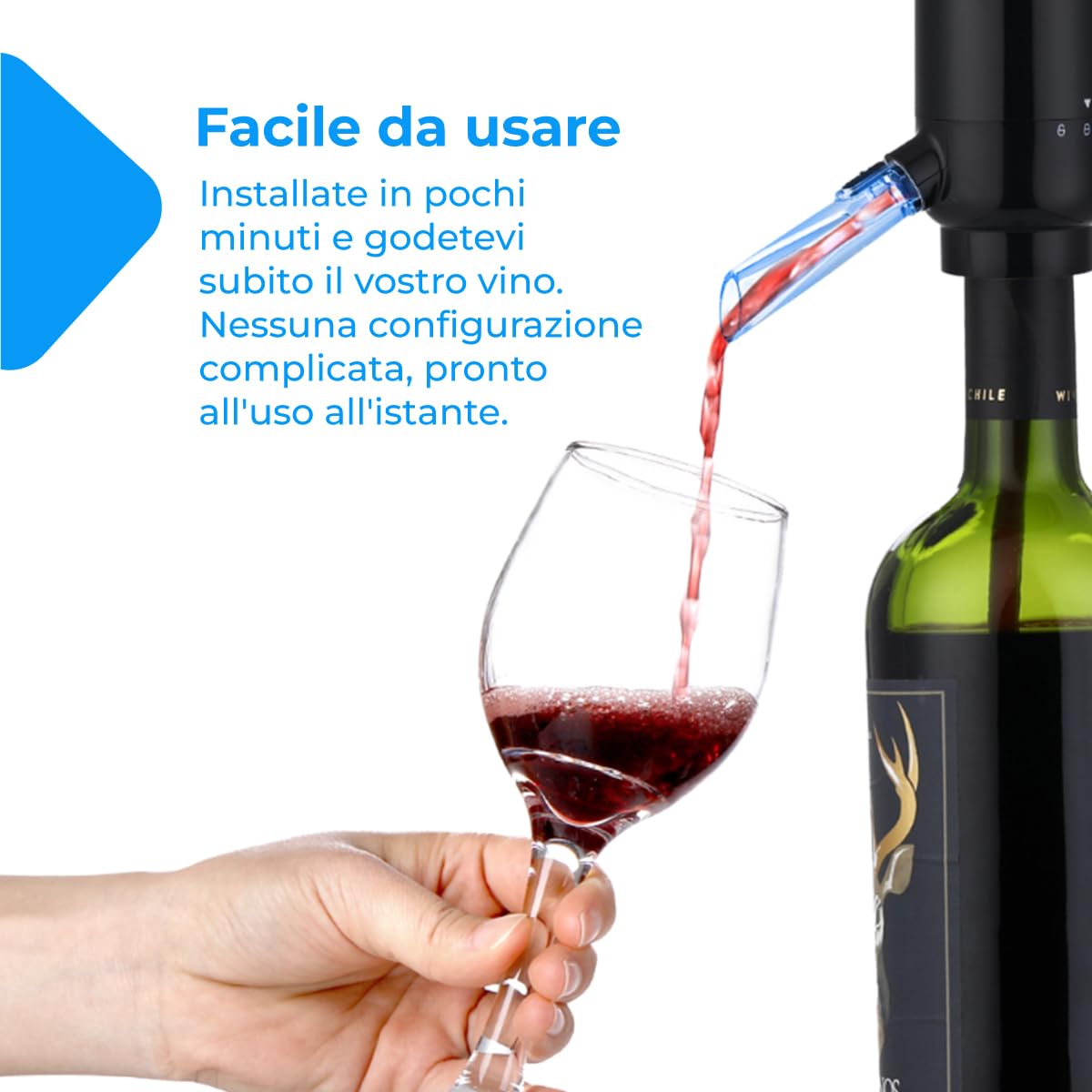 NK Aeratore Vino Elettrico Decanter Automatico Nero