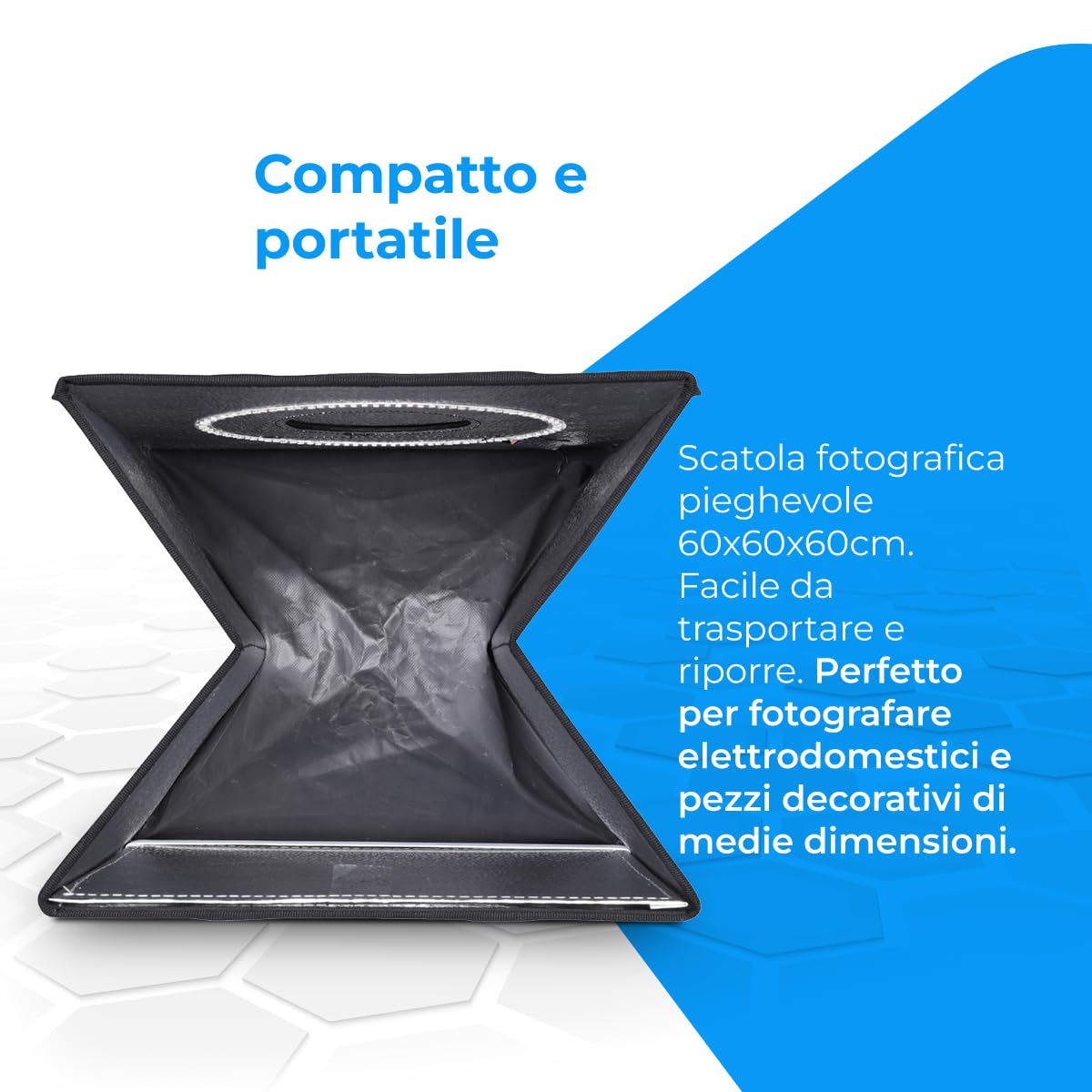 NK Box Fotografico 60x60cm LED 160 con 3 sfondi