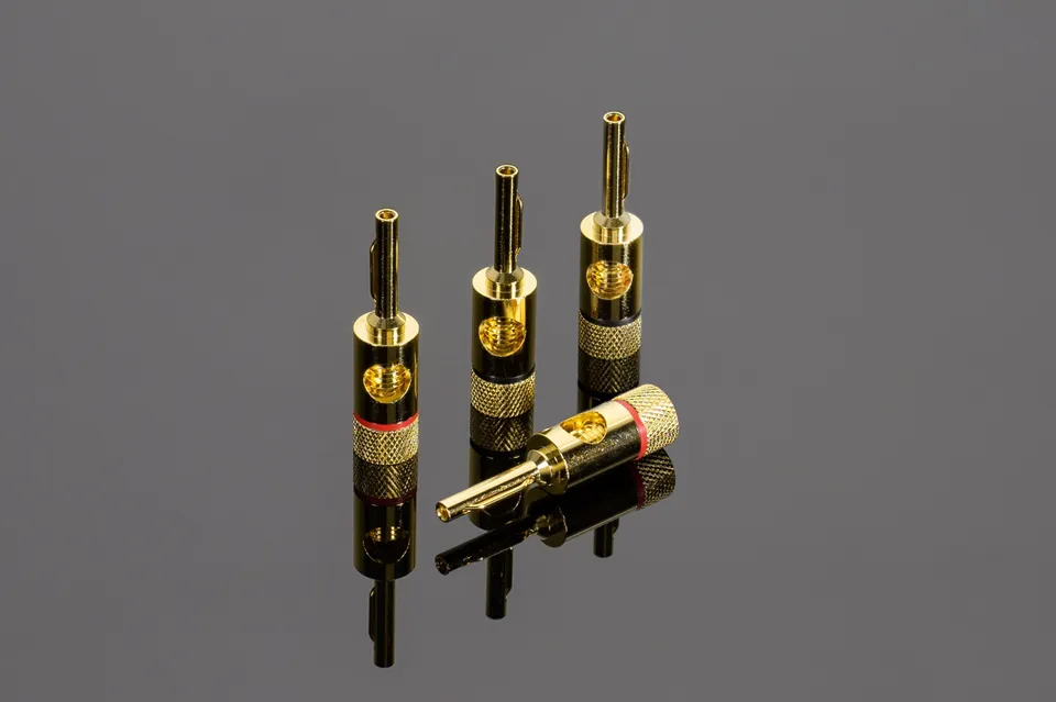 Transparent adattatore forcella-banana oro set 4 pezzi