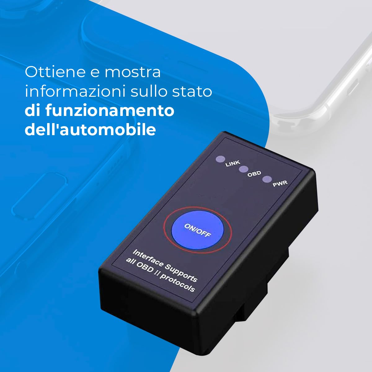 NK Automobile lettore OBD2 Bluetooth 4.0 con interruttore ON/OFF
