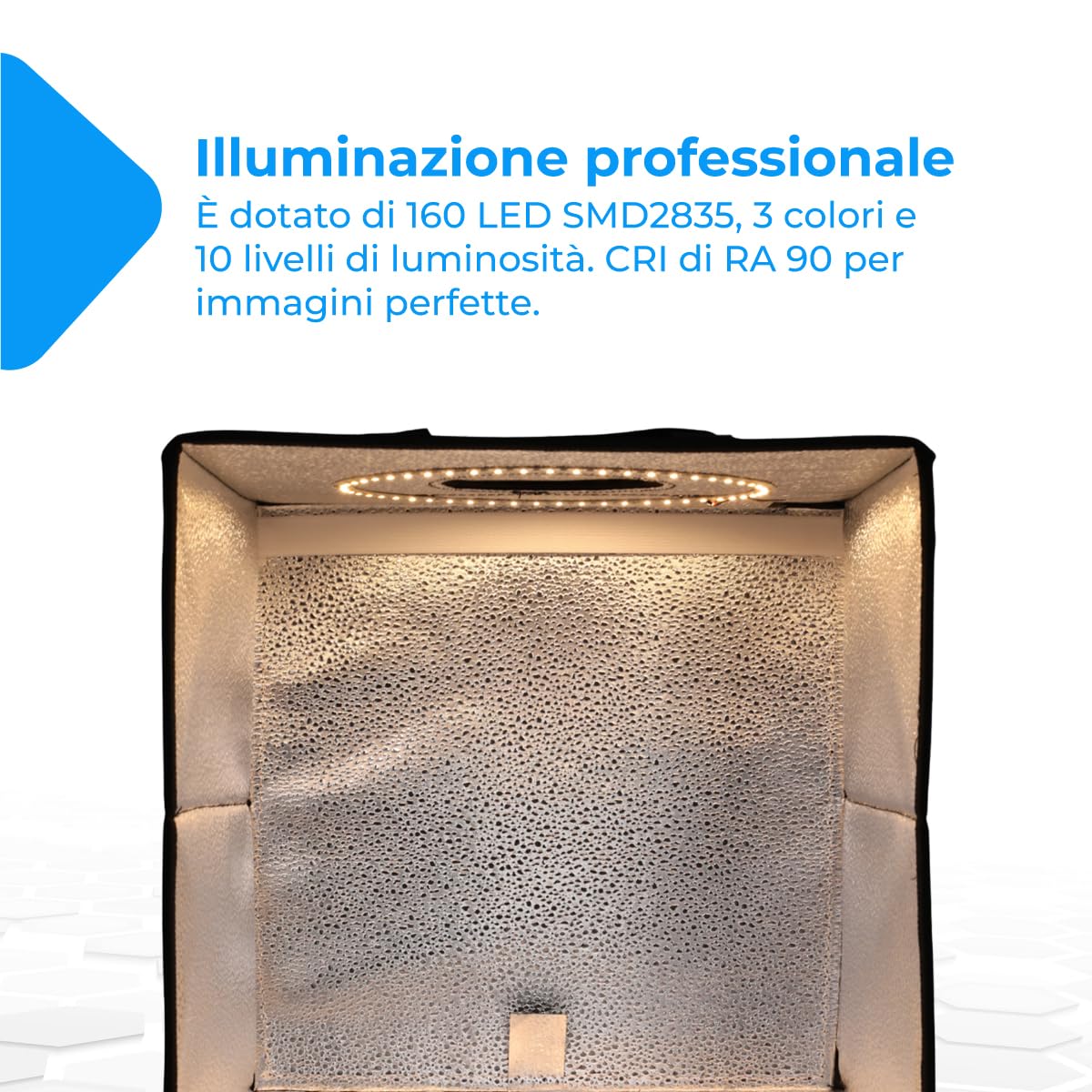 NK Box Fotografico 60x60cm LED 160 con 3 sfondi