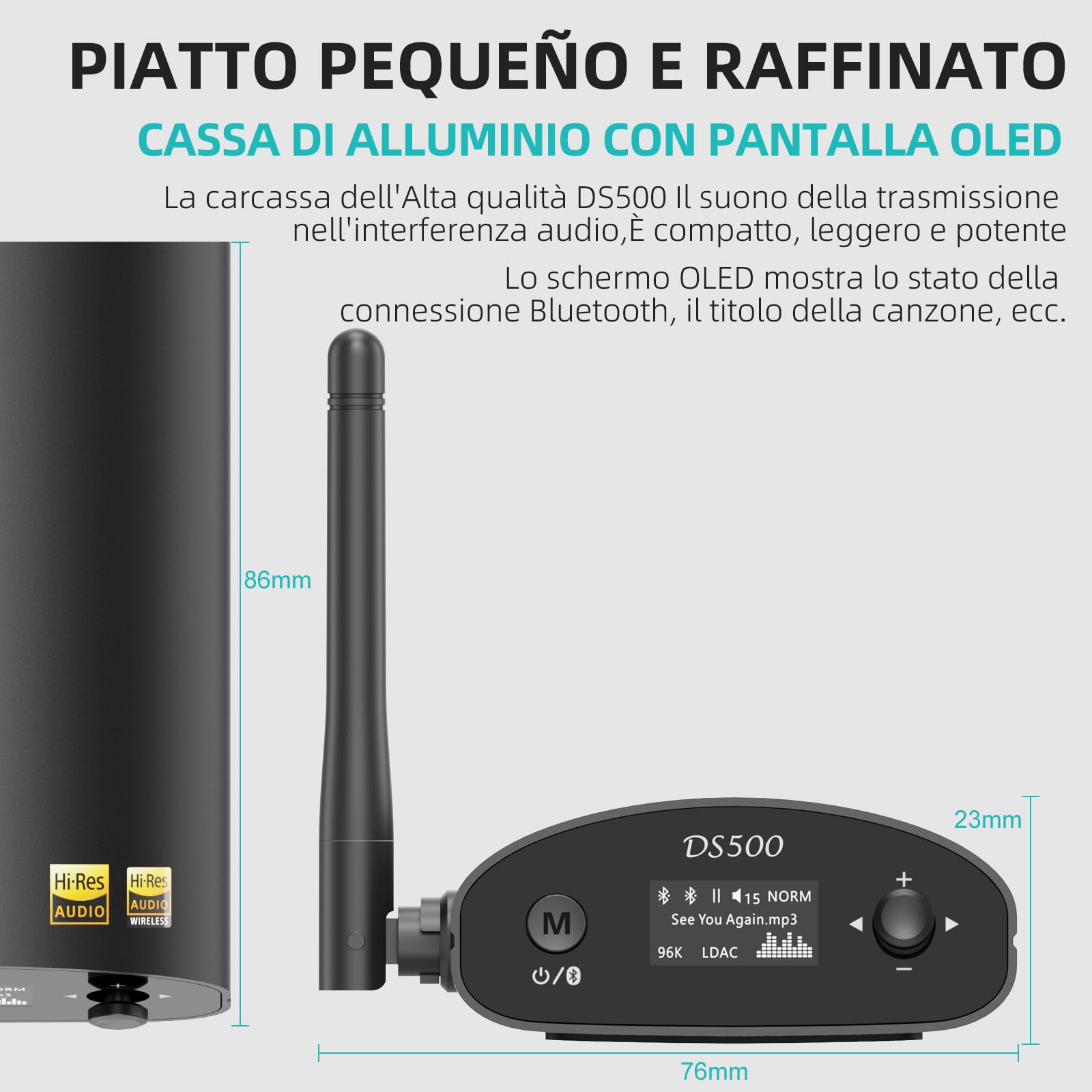 1Mii DS500 Ricevitore Bluetooth 5.3 HiFi LDAC RCA USB