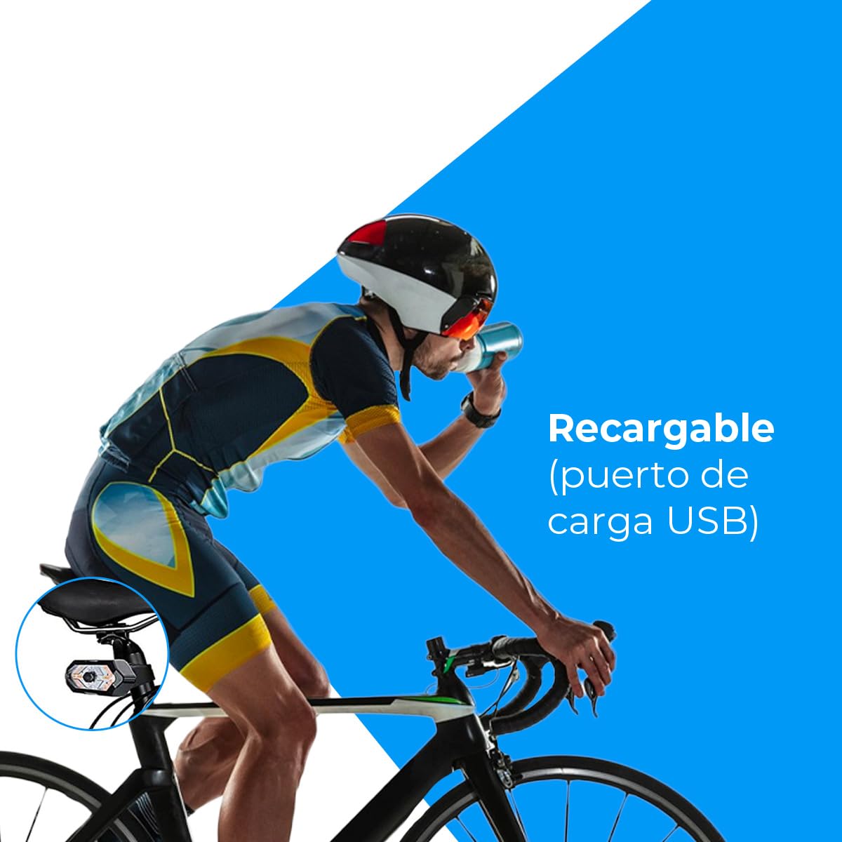 NK luce posteriore bici LED con frecce e telecomando USB