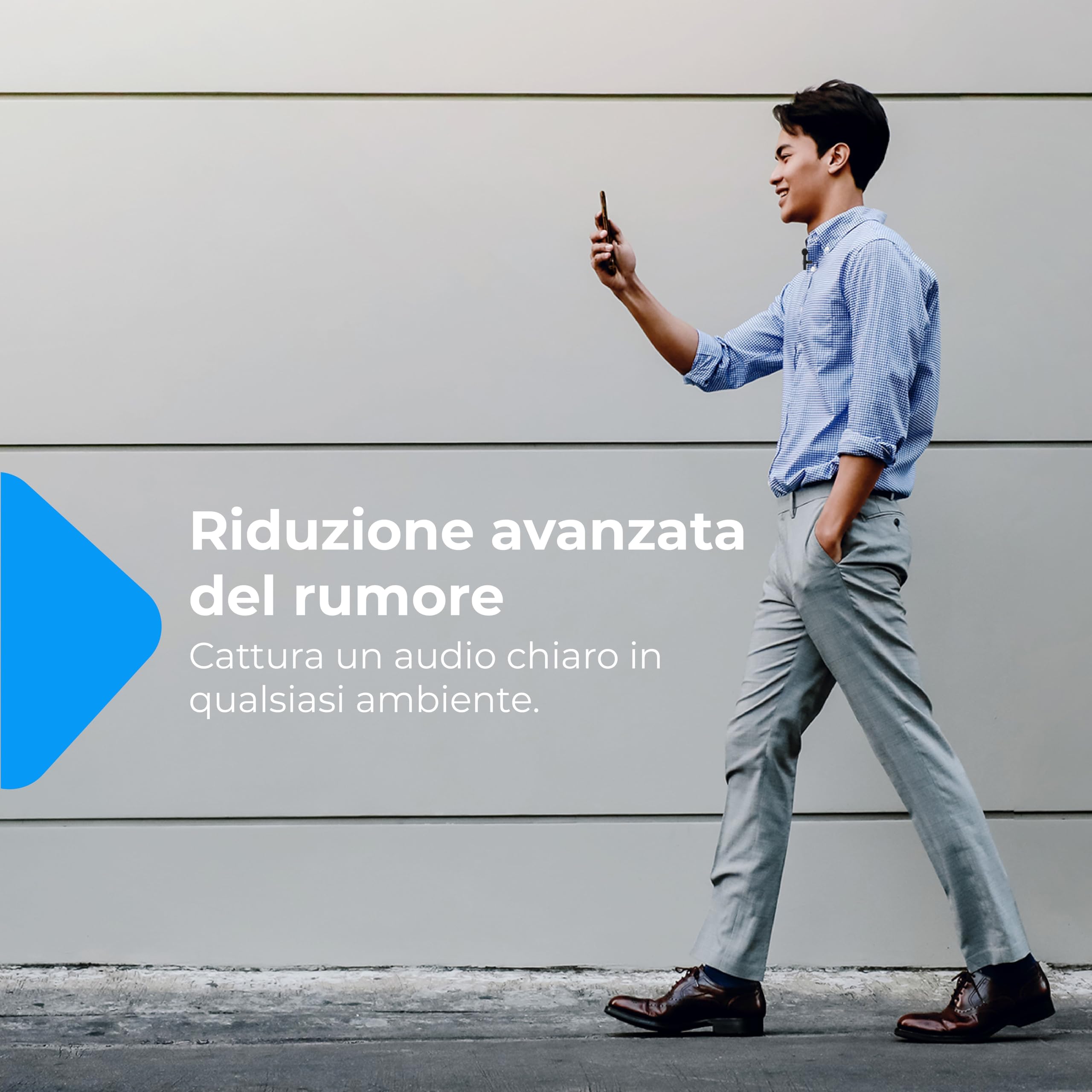 NK Microfono Lavalier Wireless 2 Mic + Custodia Riduzione Rumore
