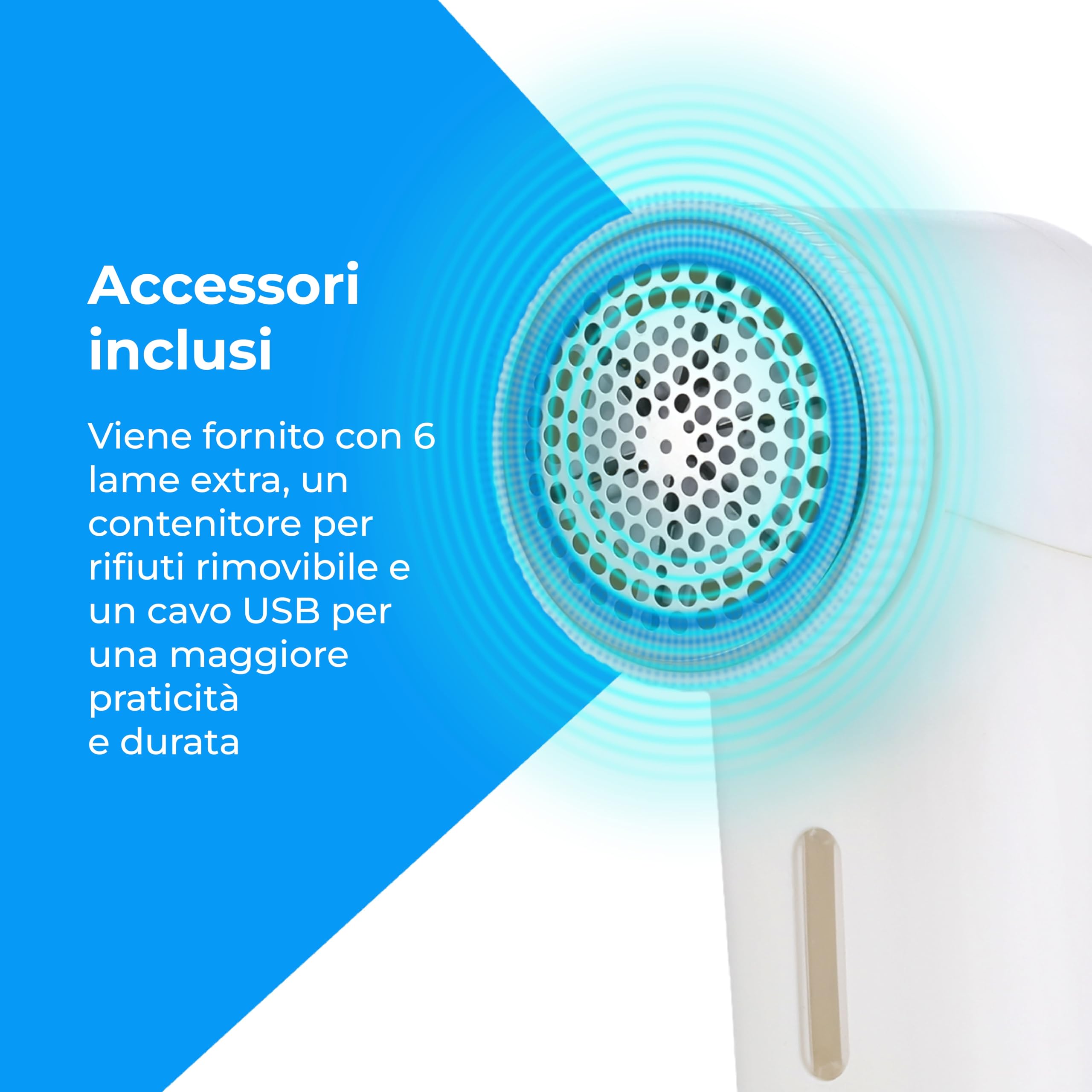 NK Levapelucchi Elettrico Ricaricabile 3 Velocità 6 Lame USB