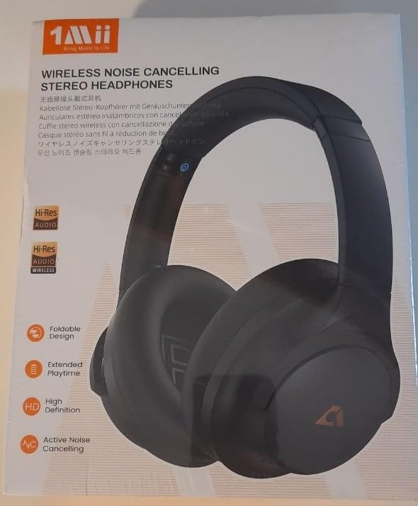 1Mii Y8 cuffie bluetooth ANC LDAC over-ear 100 ore nere