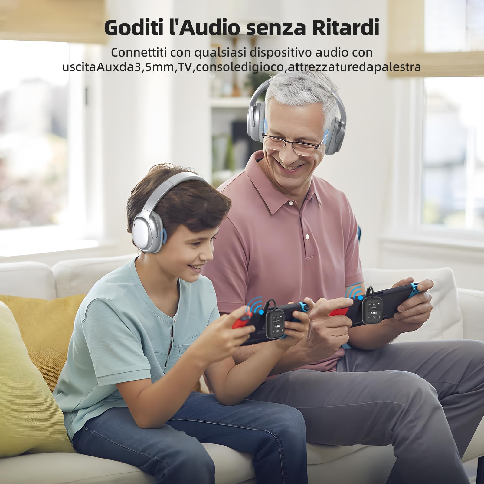 1Mii SafeFly Min trasmettitore bluetooth 2 cuffie OLED 25 ore