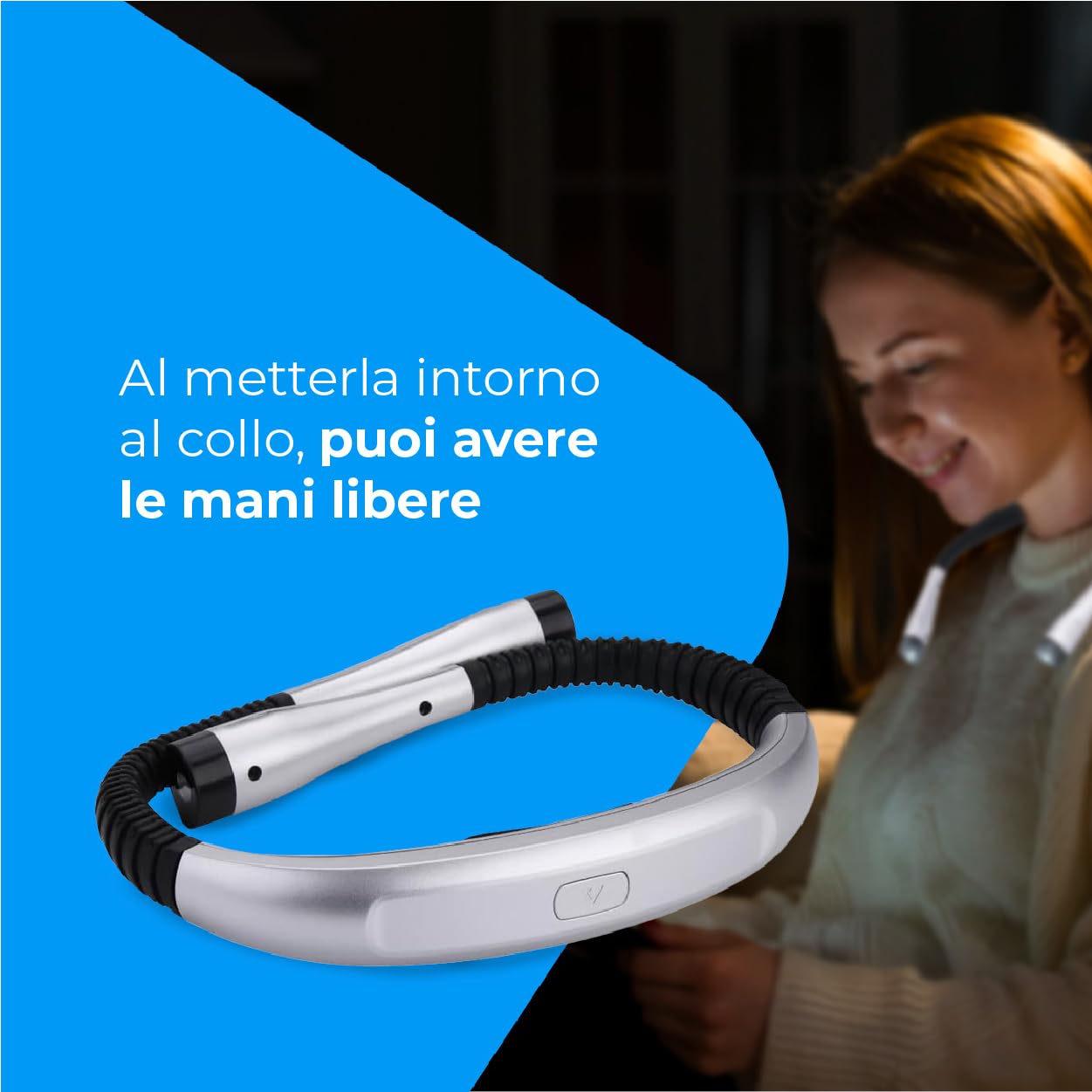 NK lampada da collo lettura LED ricaricabile bracci flessibili