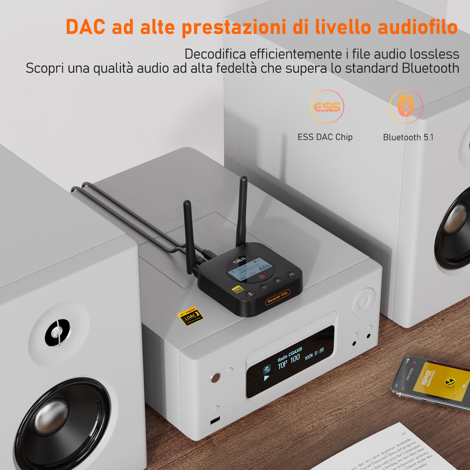 1Mii B06Pro+ Ricevitore Bluetooth LDAC Display HiFi