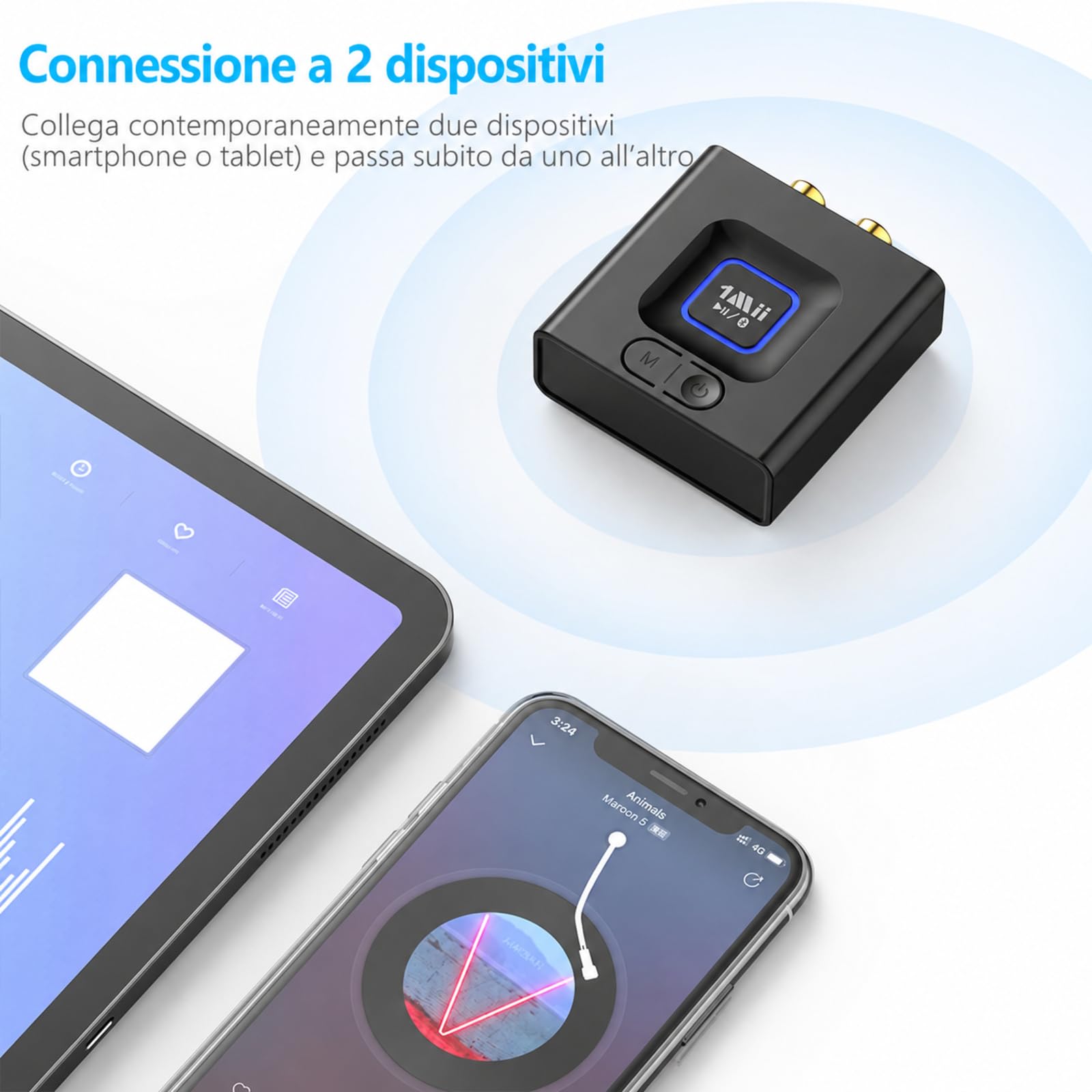 1Mii ML201 Ricevitore Bluetooth 6.0 AUX RCA 12 Ore